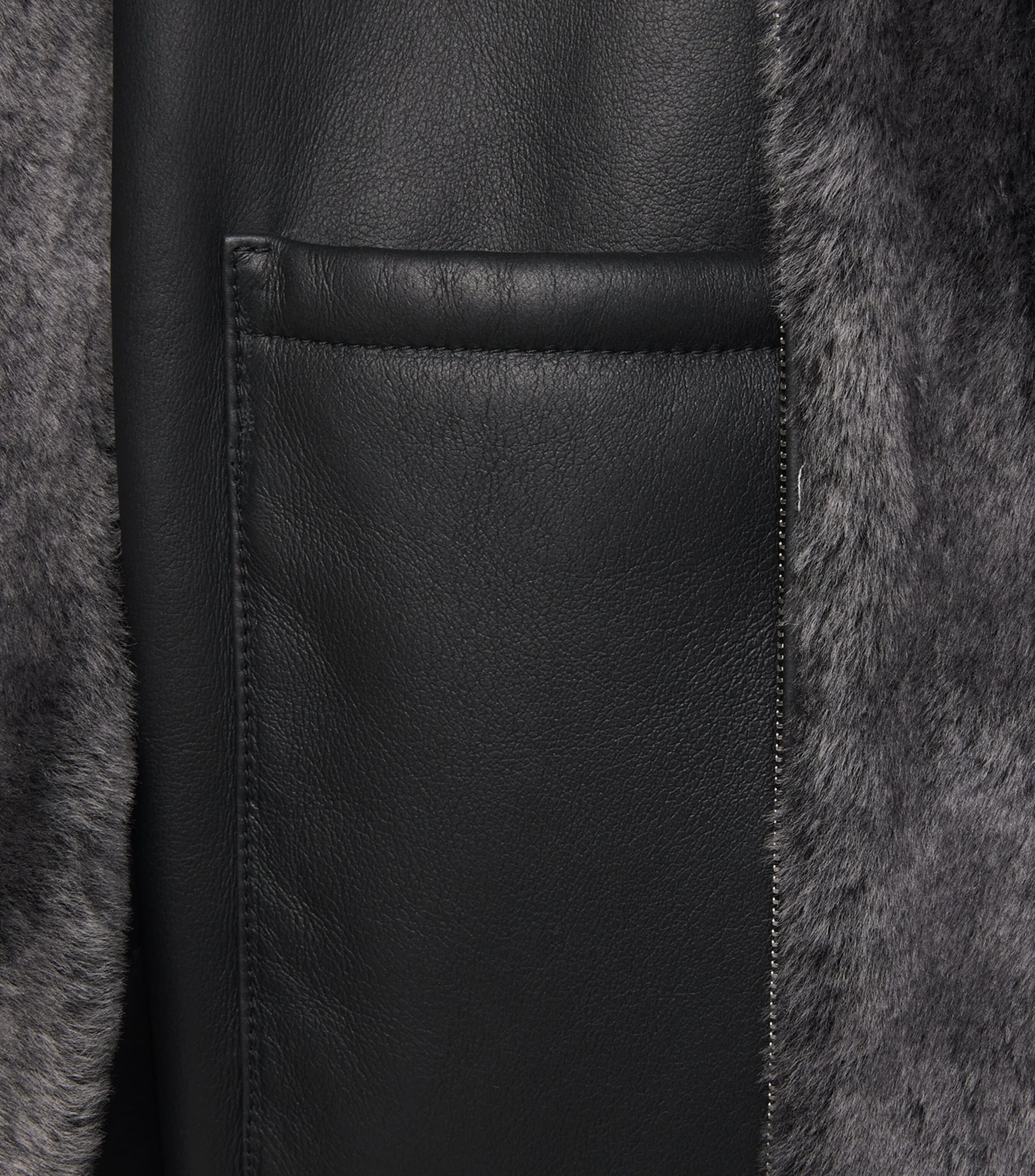 Max Mara Womens Shearling Reversible Coat Medium Grey Image 8