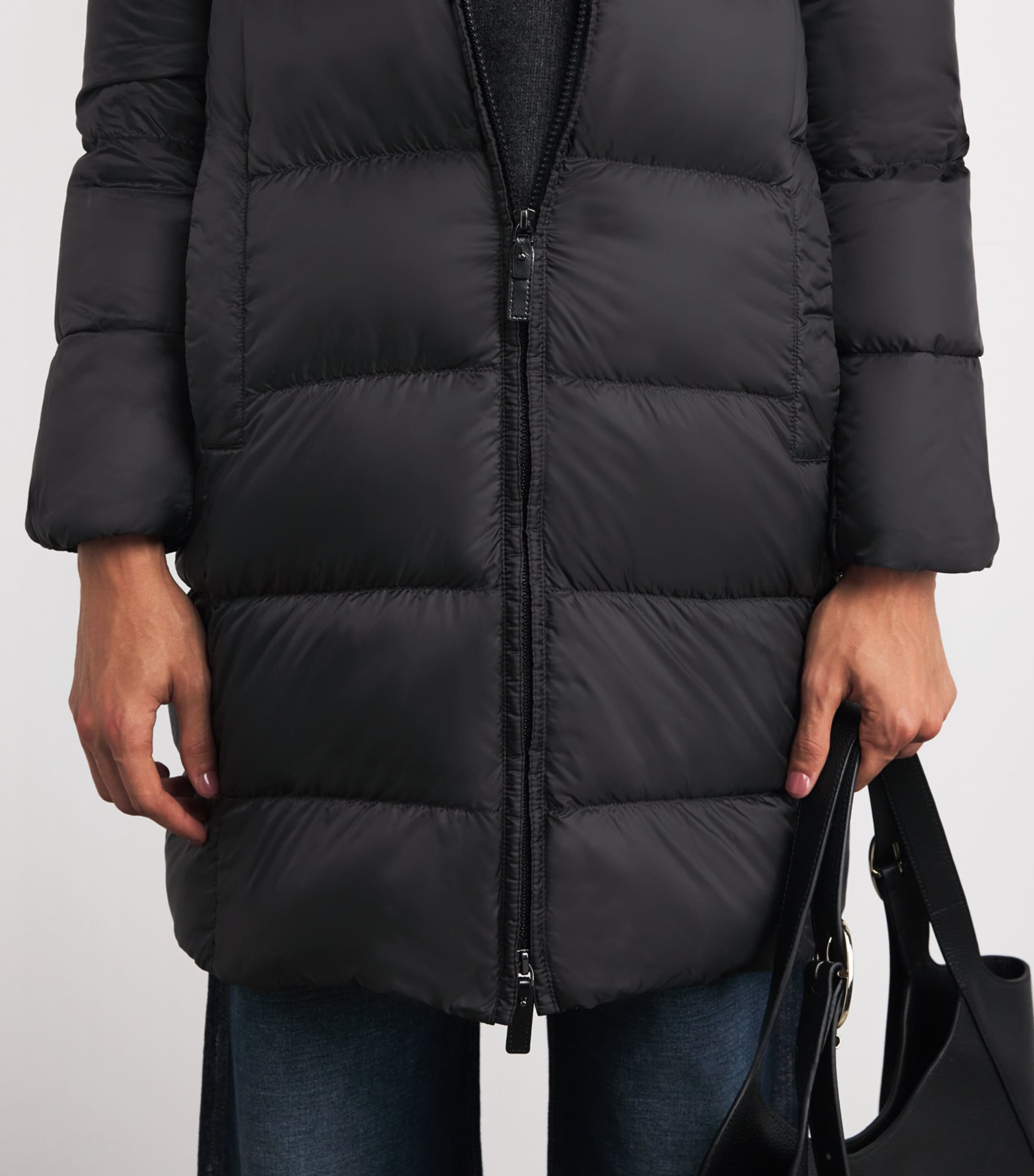 Down Quilted Longline Jacket BLACK Image 6