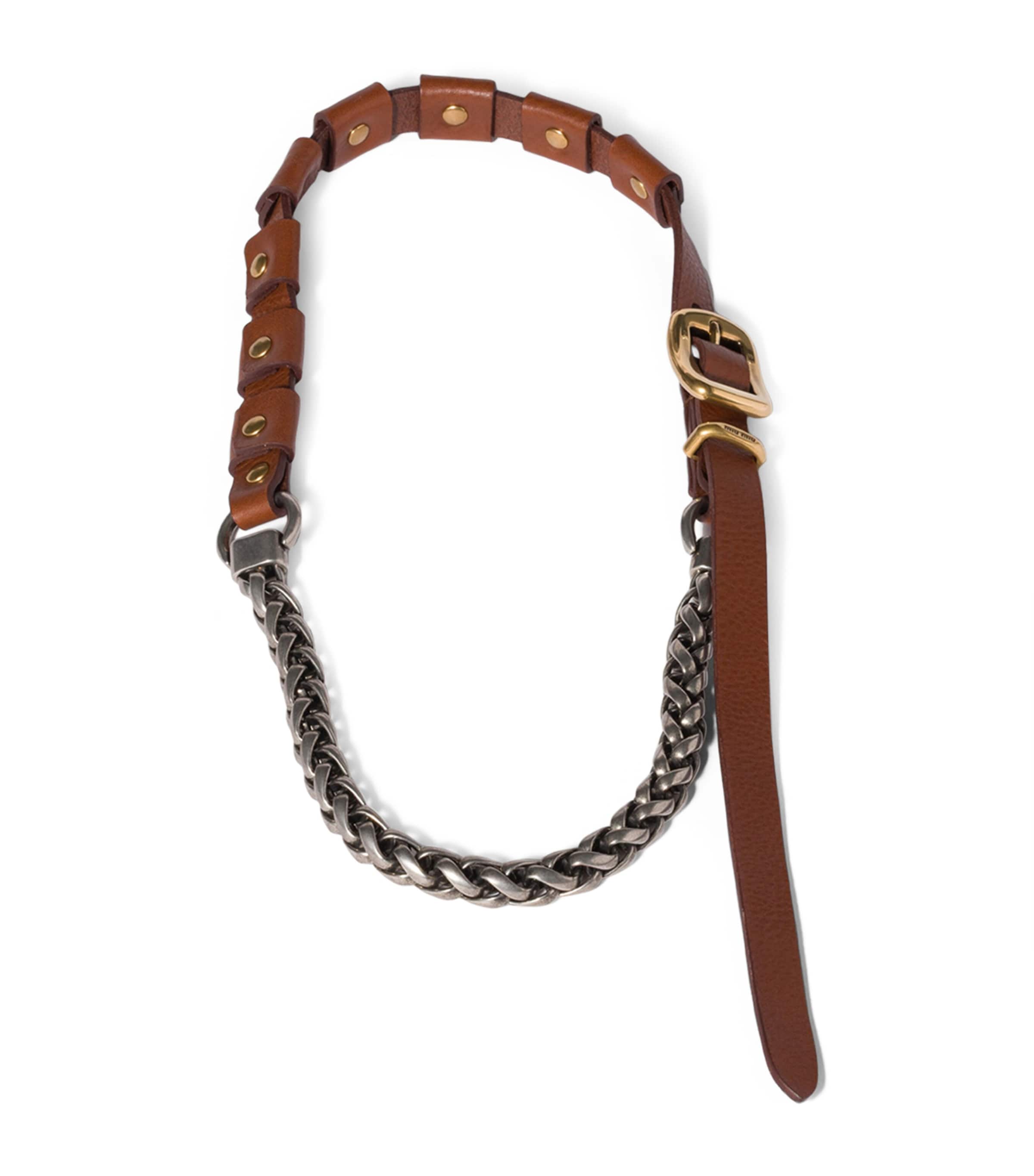 Miu Miu Leather Studded Necklace Image 1