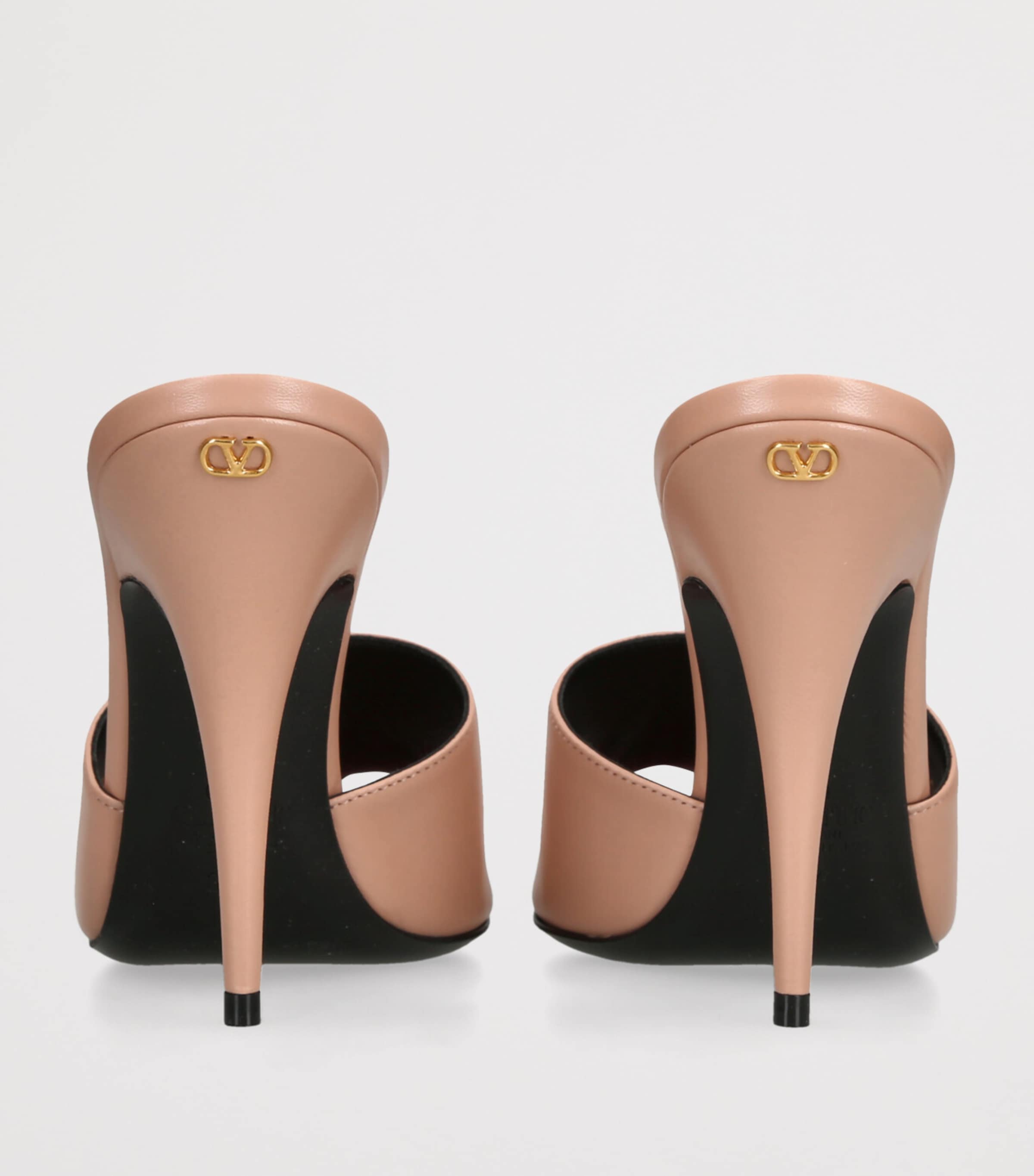 Valentino Garavani Pink Leather Vipere Coeur Heeled Mules 105