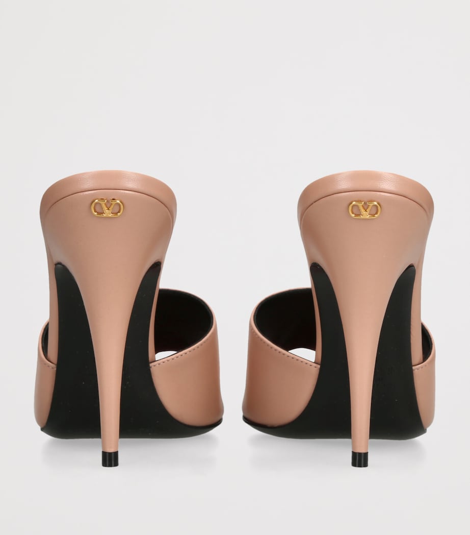 Valentino Garavani Leather Vipere Coeur Heeled Mules 105 Pale Pink Image 2
