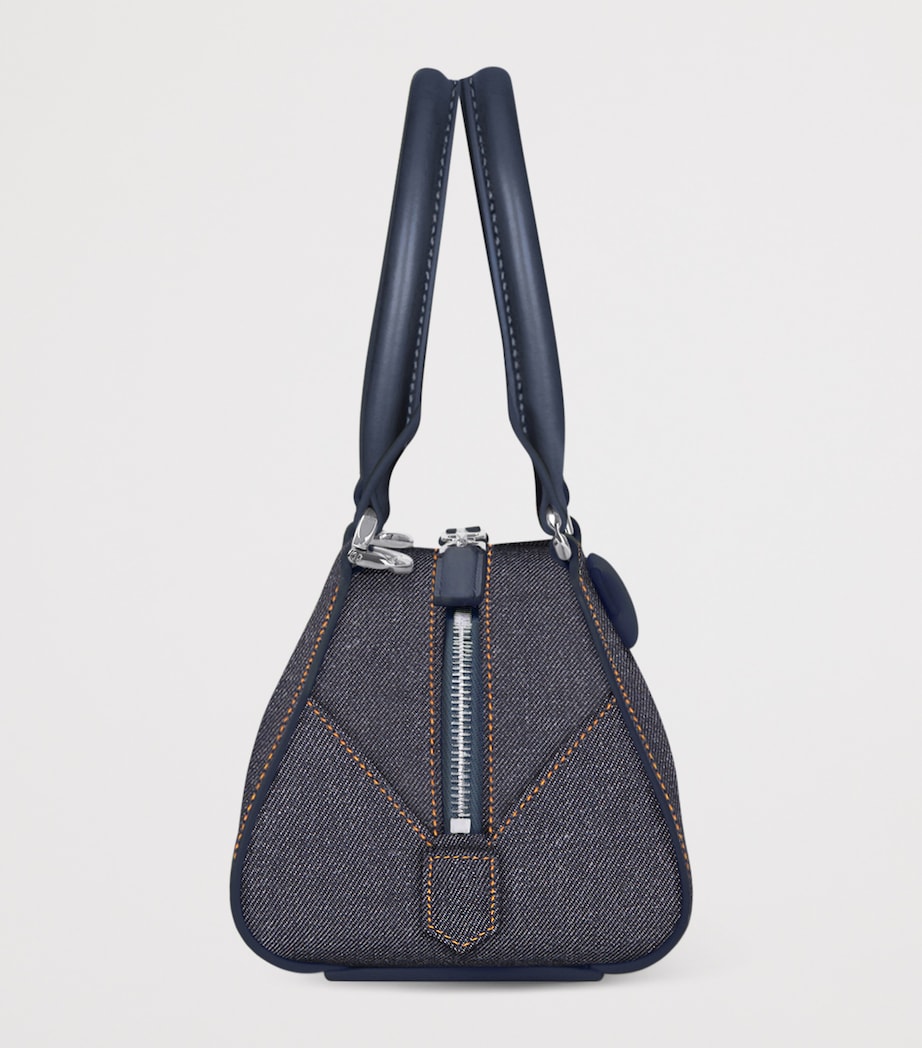 Mini Denim Antigona East-West Top-Handle Bag INDIGO BLUE Image 3