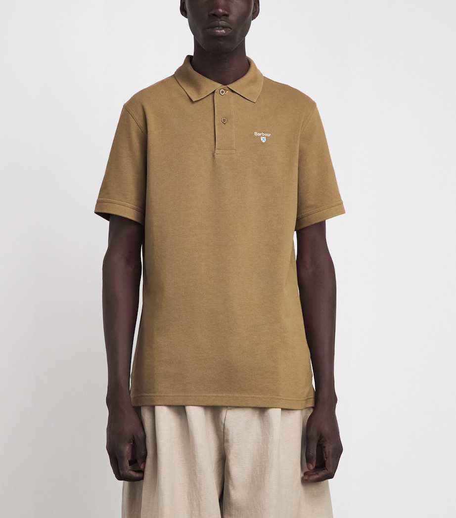 Barbour Mens Cotton Piqué Polo Shirt Clay Image 4