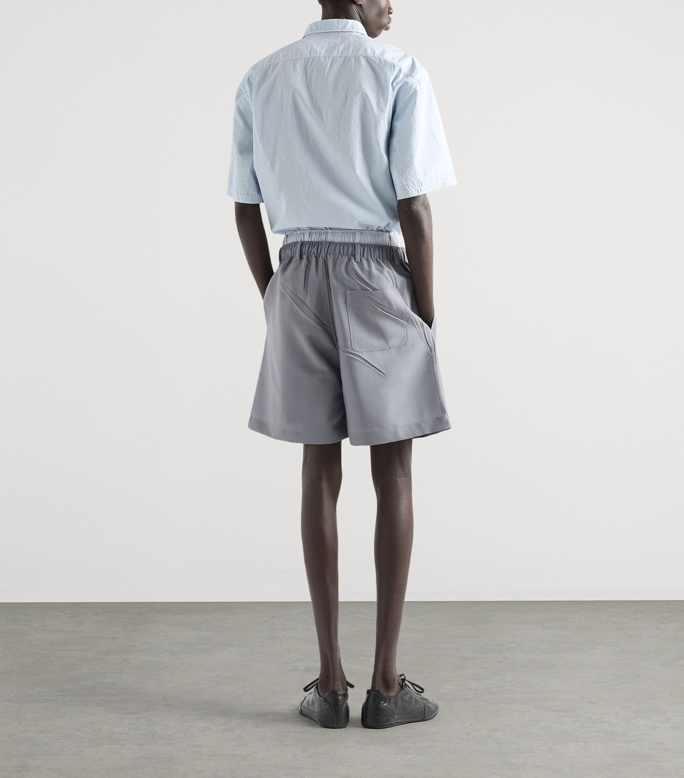 Prada Mens Cotton Relaxed Short-Sleeve Shirt Light Blue Image 5