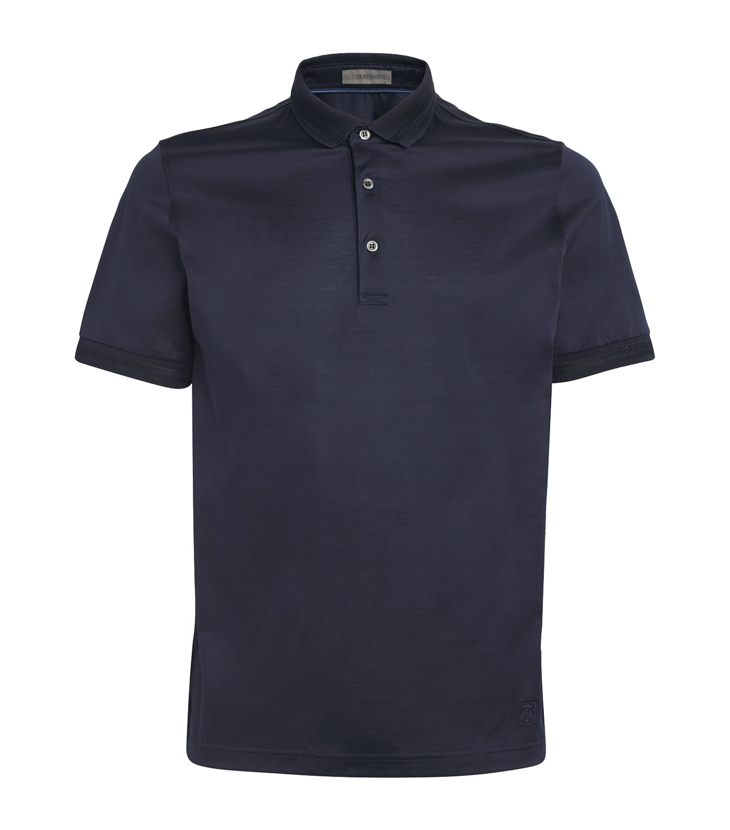 Corneliani Cotton Piqué Polo Shirt In Navy