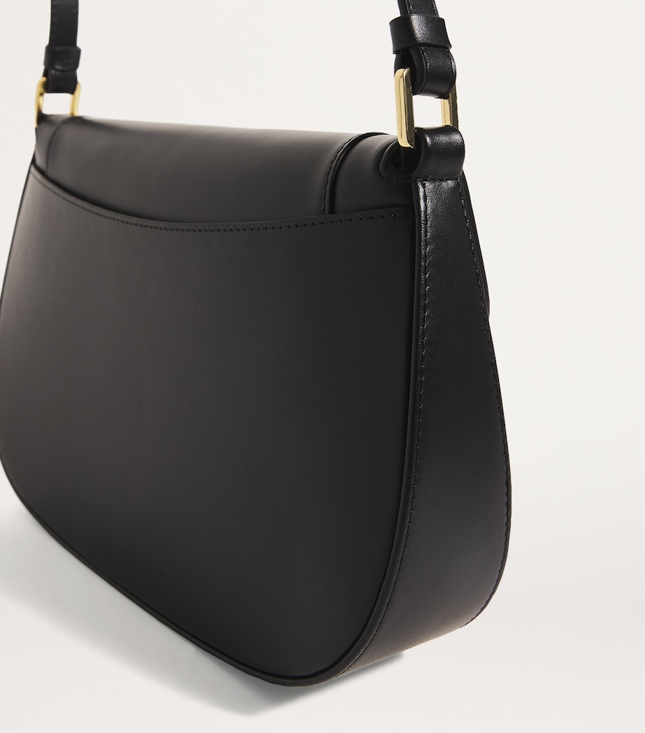 Harrods Leather Shoulder Bag Black Image 6