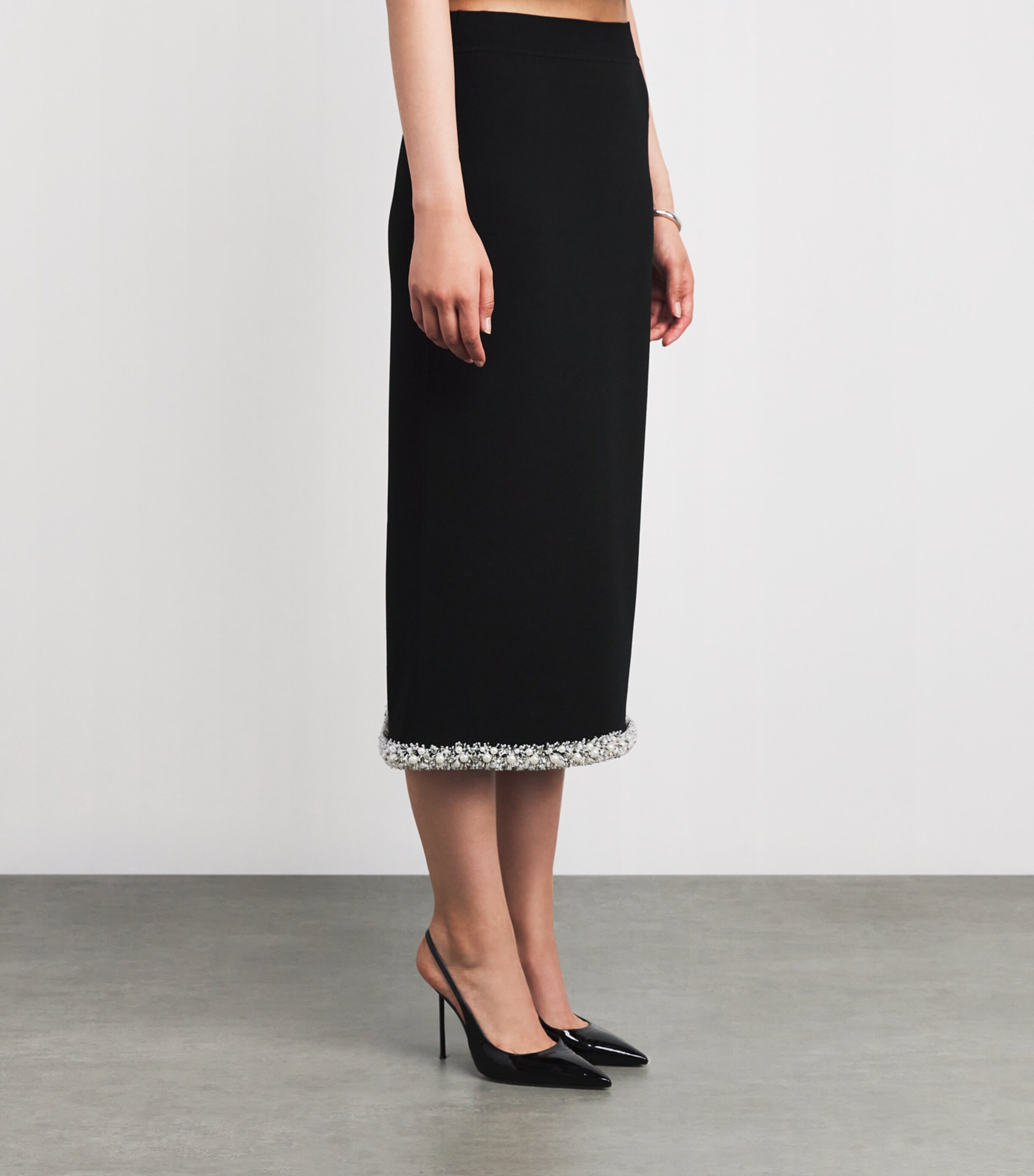 Embellished-Trim Idina Midi Skirt BLACK Image 3