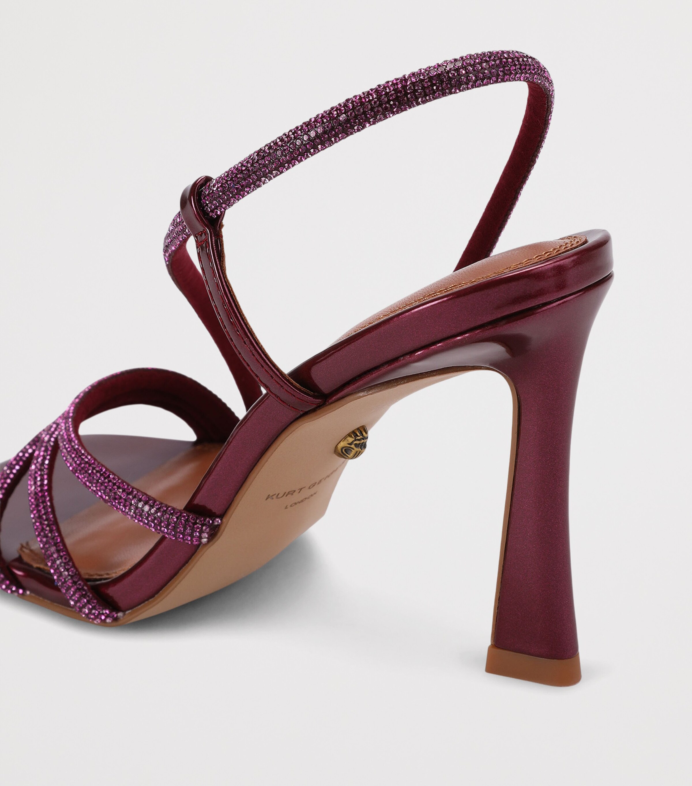 Kurt Geiger London Leather Embellished Annabel Heeled Sandals 90 Fushia Cmb Image 3