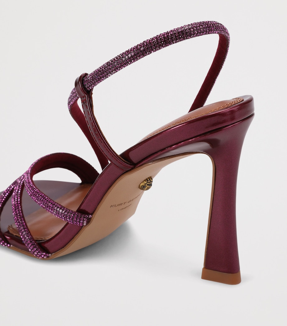 Kurt Geiger London Leather Embellished Annabel Heeled Sandals 90 Fushia Cmb Image 3