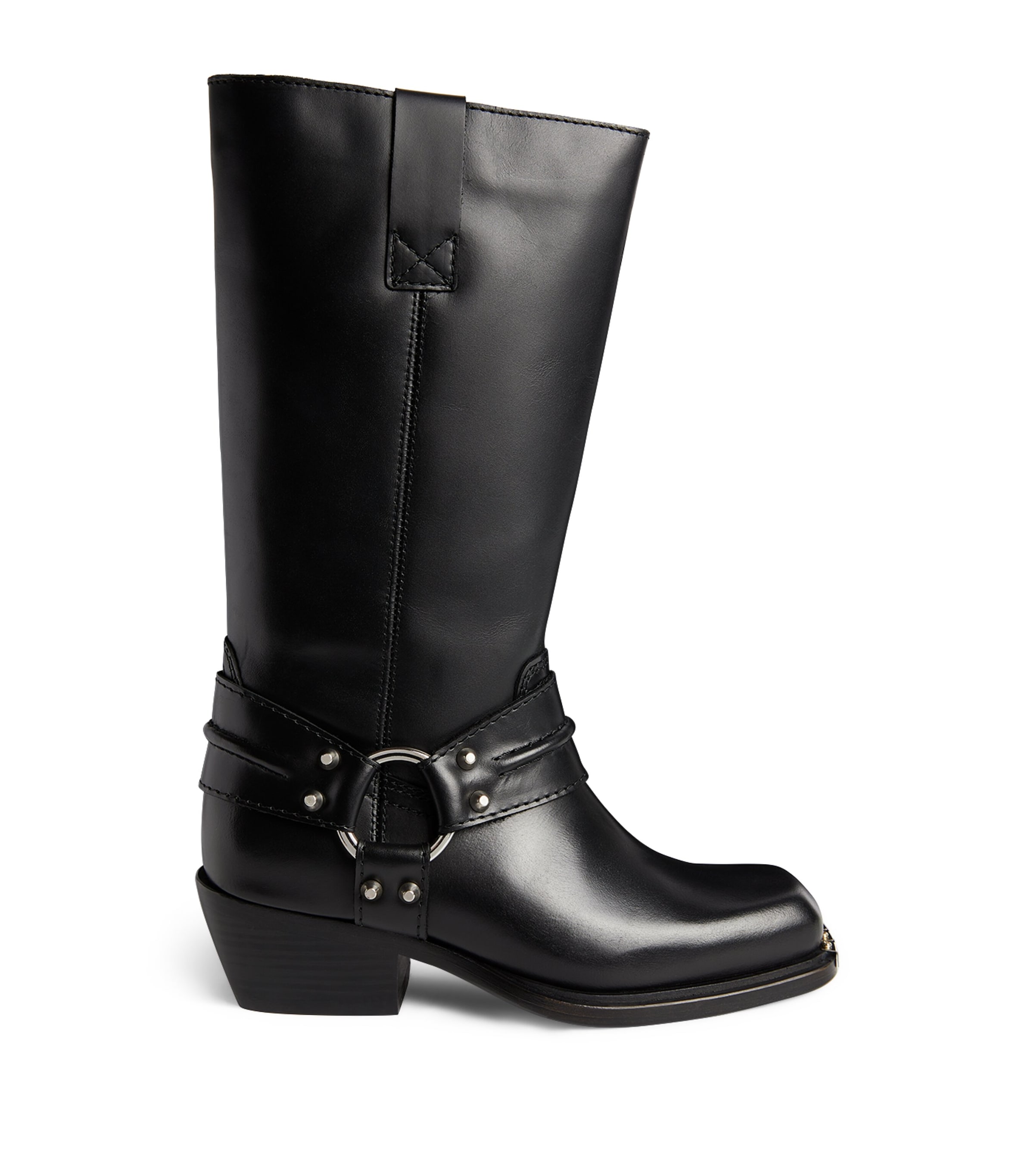 Sandro 50mm Square-toe Leather Boots In Black