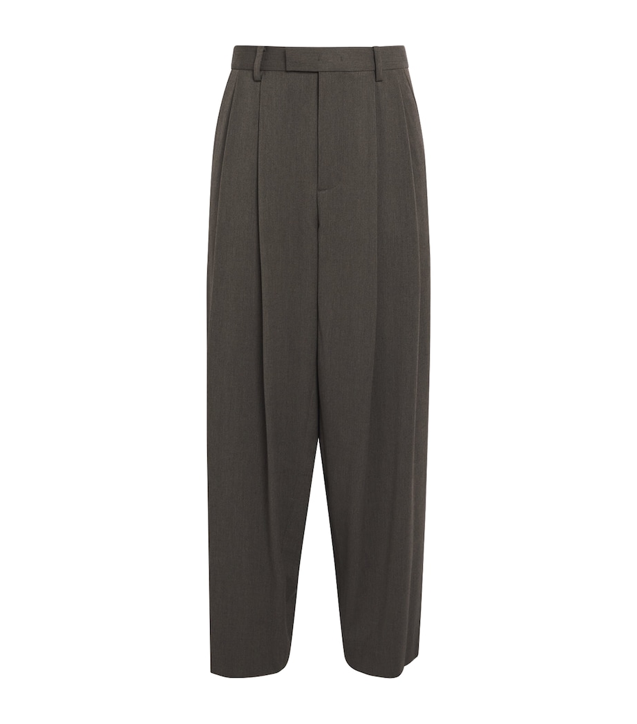 Pleated Wide-Leg Trousers GREYISH KHAKI GK Image 1