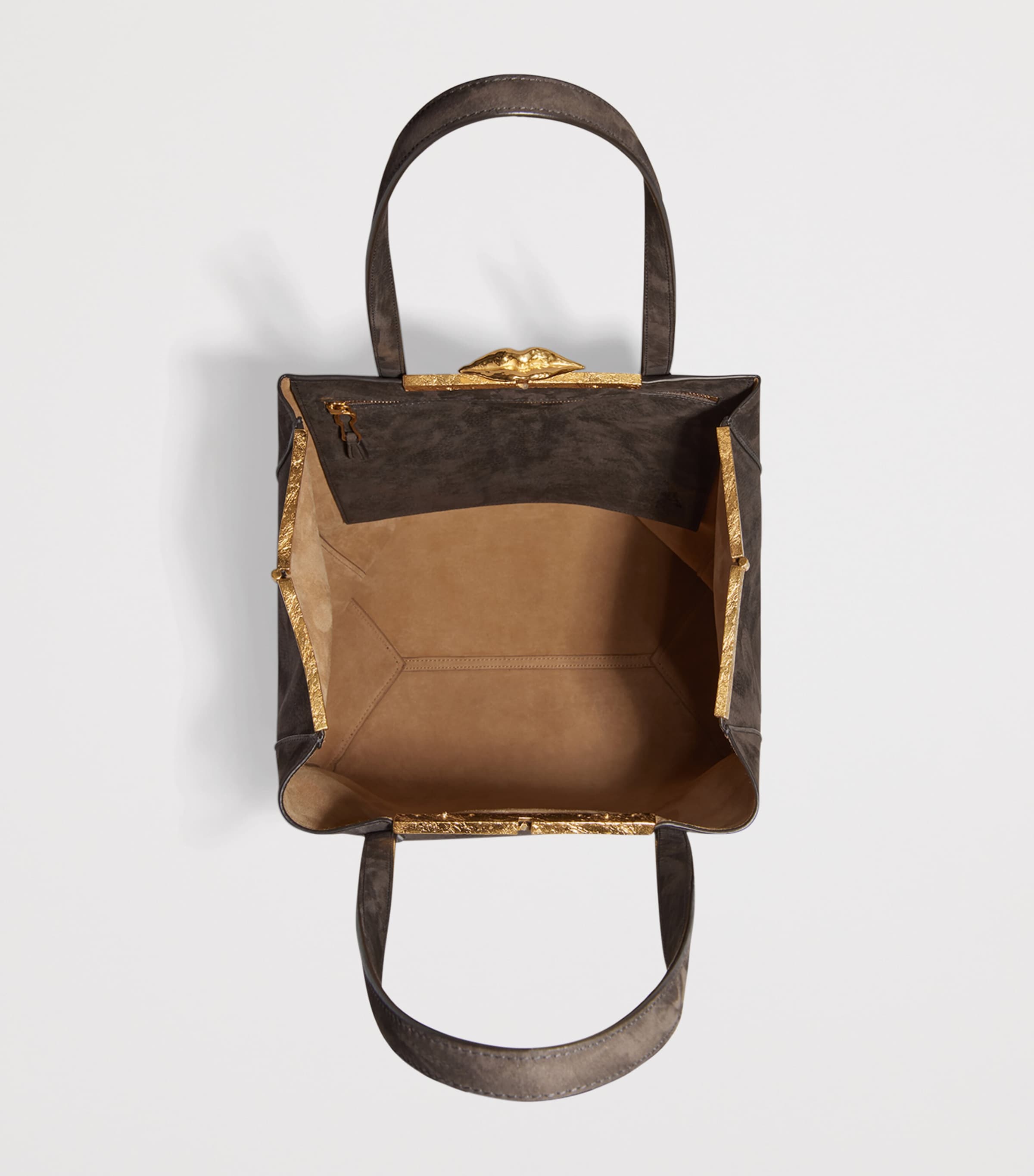 Schiaparelli Lambskin Mouth Tote Bag Dark Grey Image 4