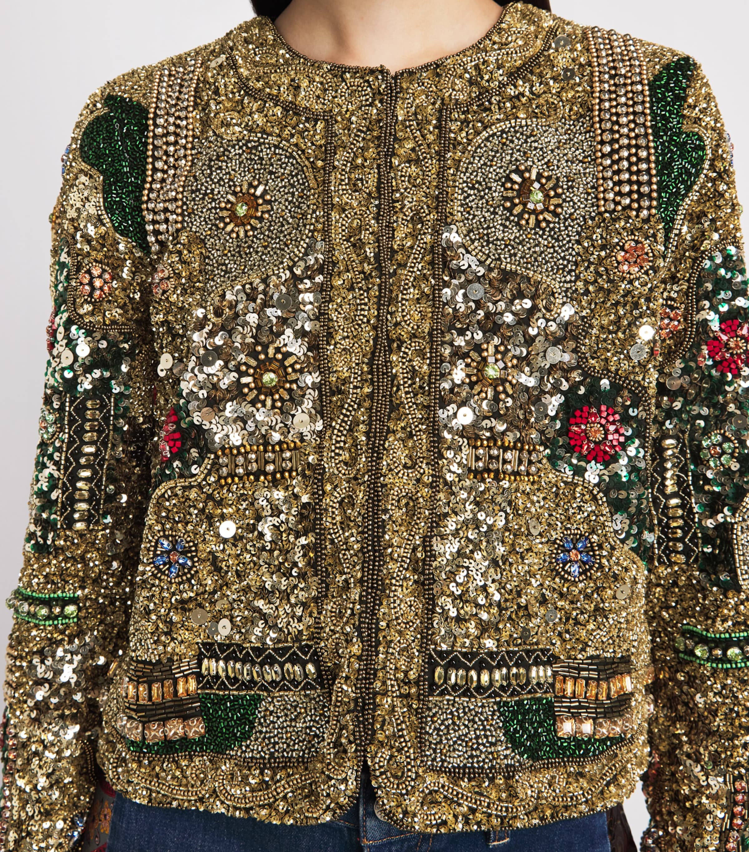 Alice+Olivia Womens Embellished Kidma Jacket Gold/multi Image 3