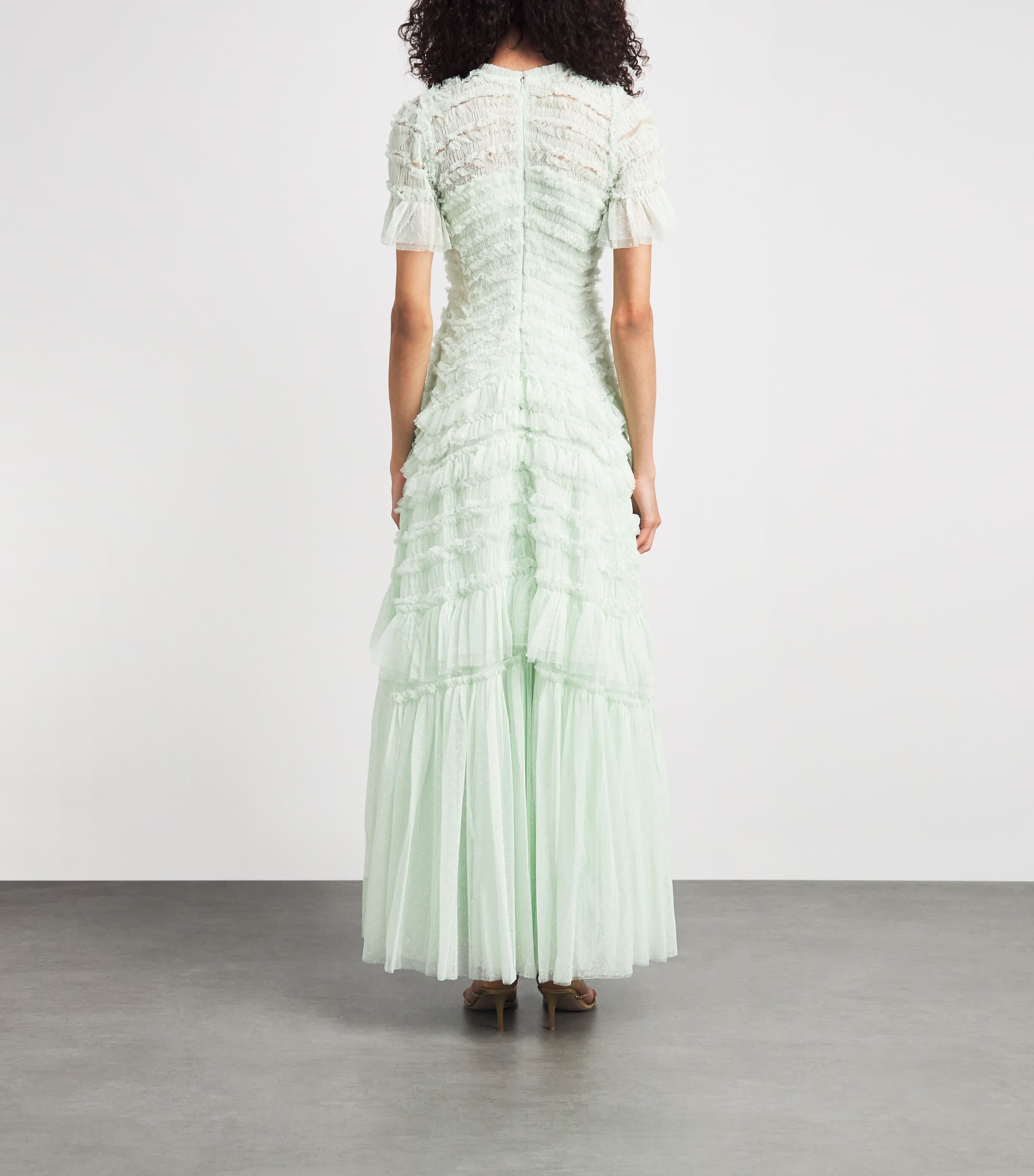 Needle & Thread Womens Tulle Ruffle Valentine Maxi Dress Soft Mint Image 4
