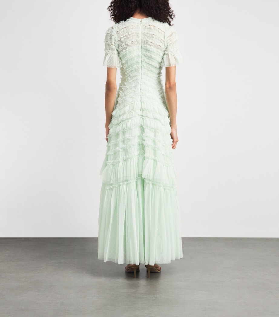 Needle & Thread Womens Tulle Ruffle Valentine Maxi Dress Soft Mint Image 4