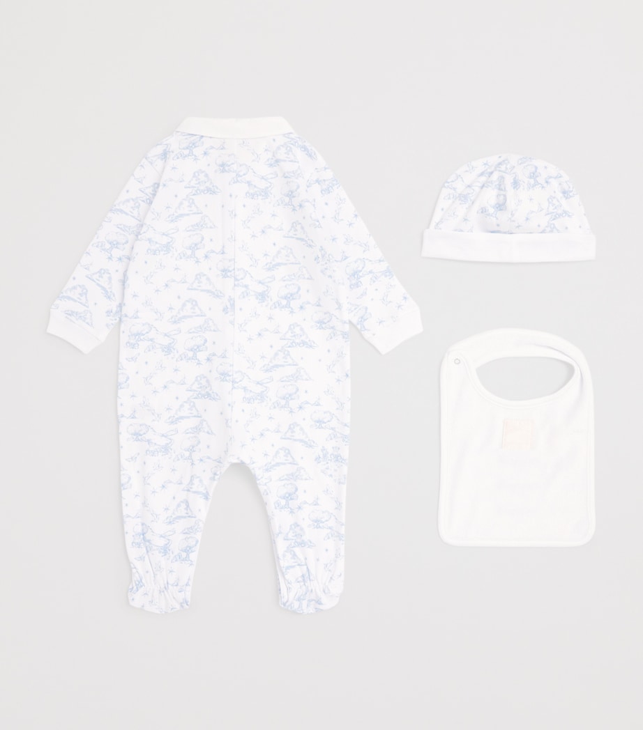 Cotton All-In-One, Hat and Bib Set (1-18 Months) H31264/N48WHITE BLUE Image 2