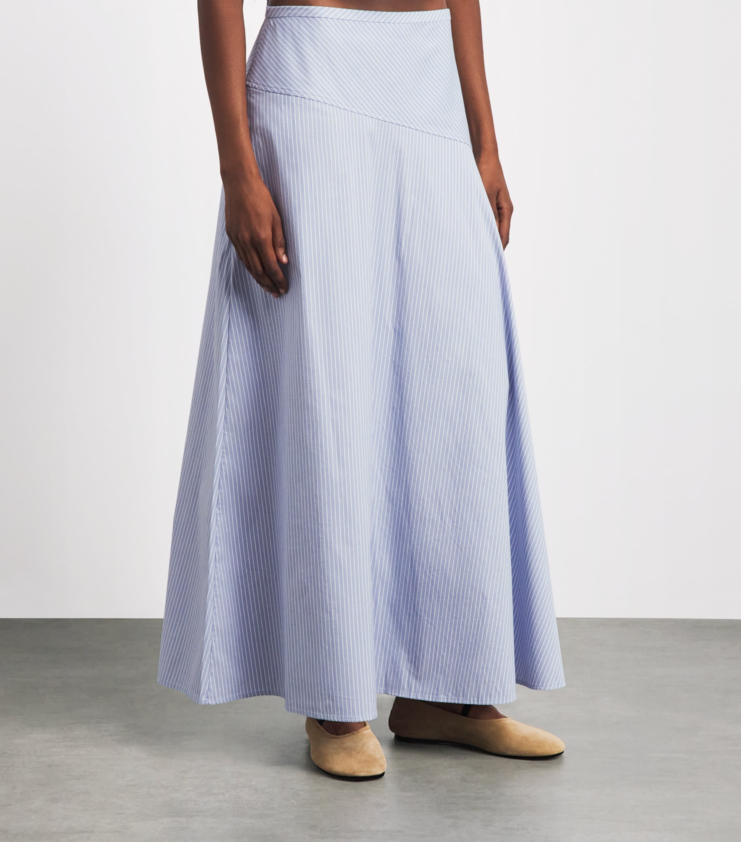 Theory Womens Stripe Midi Skirt Blue Multi Image 4
