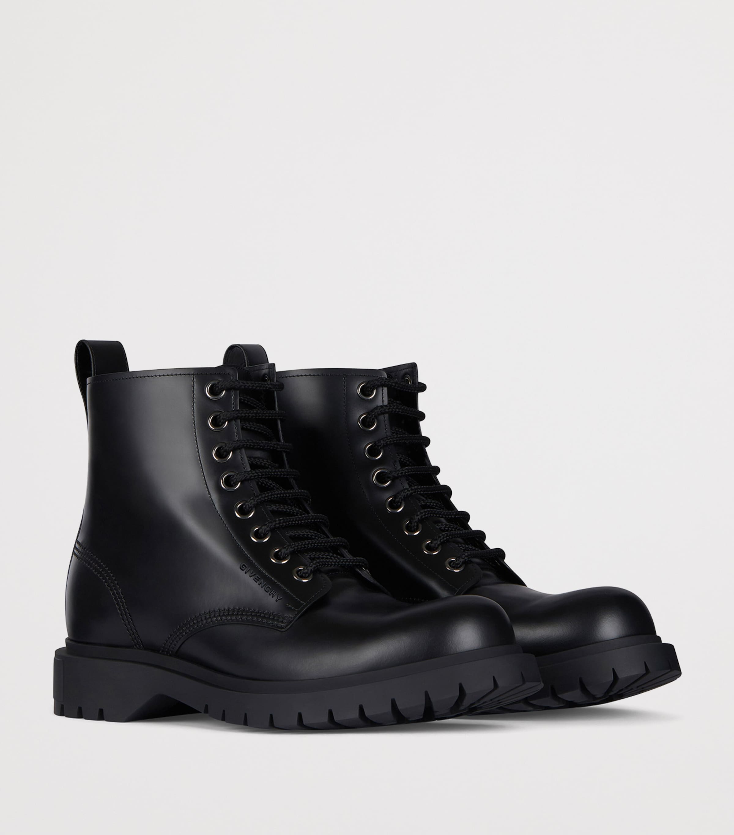 Leather Lace-Up Ankle Boots BLACK Image 2
