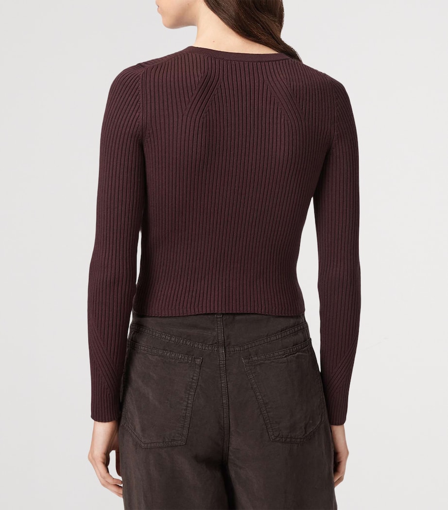 AllSaints Ribbed Cruz Cardigan Burnt Brown Image 4