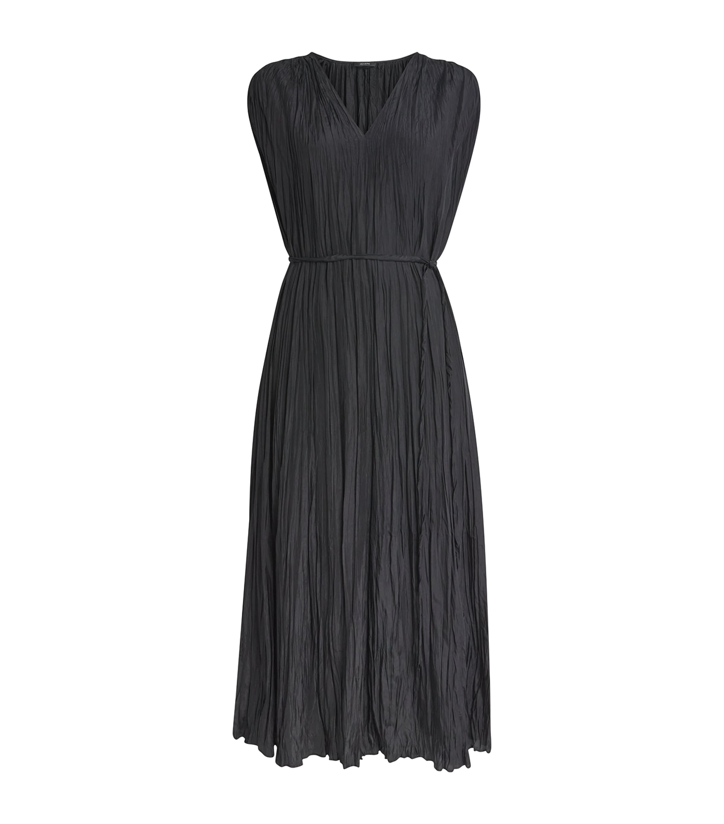 Joseph Habotai Silk Pleated Martini Dress In Black