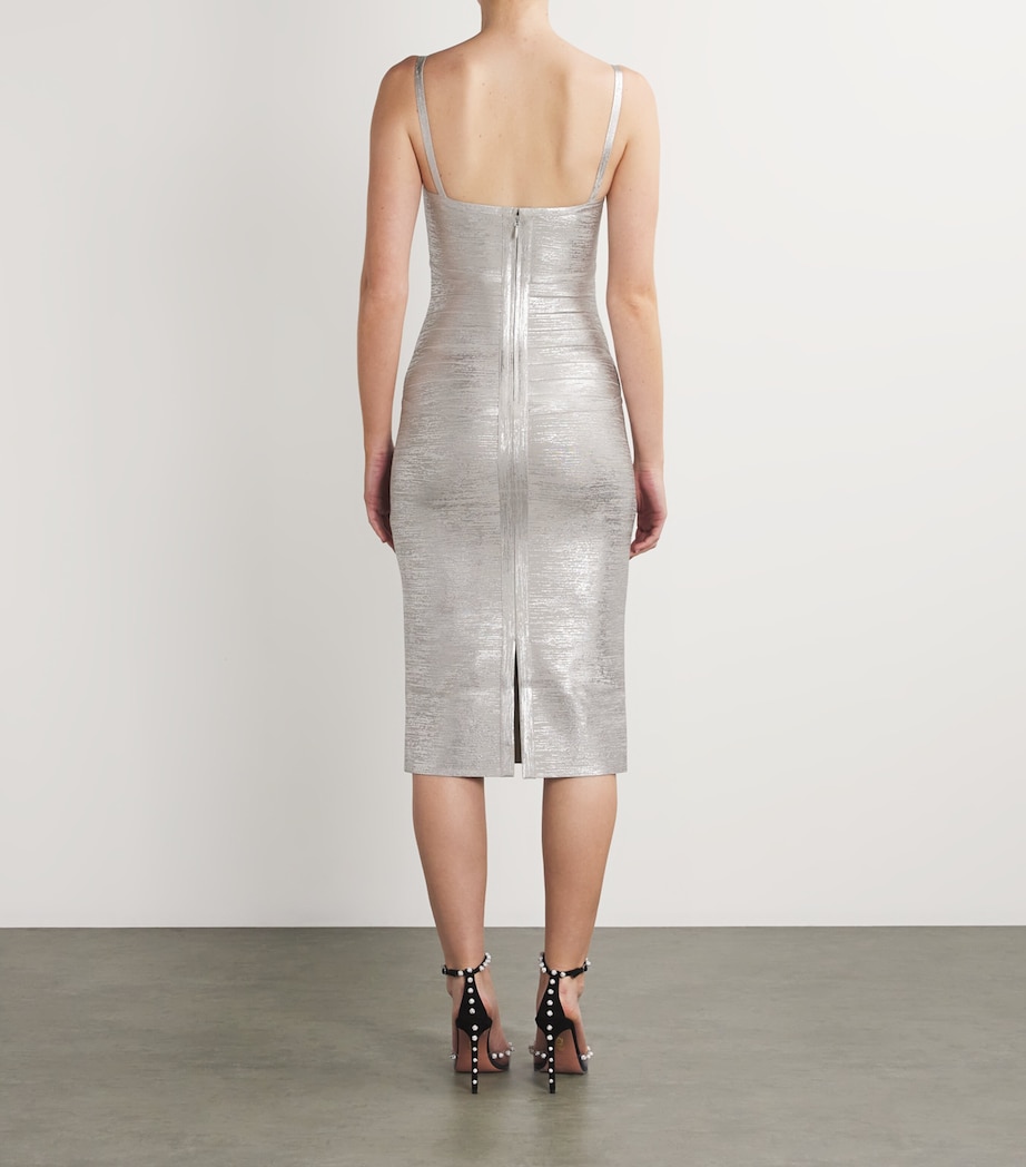herve leger silver dress Round Neck 9% nylon Herv Lger Silver The Ivy