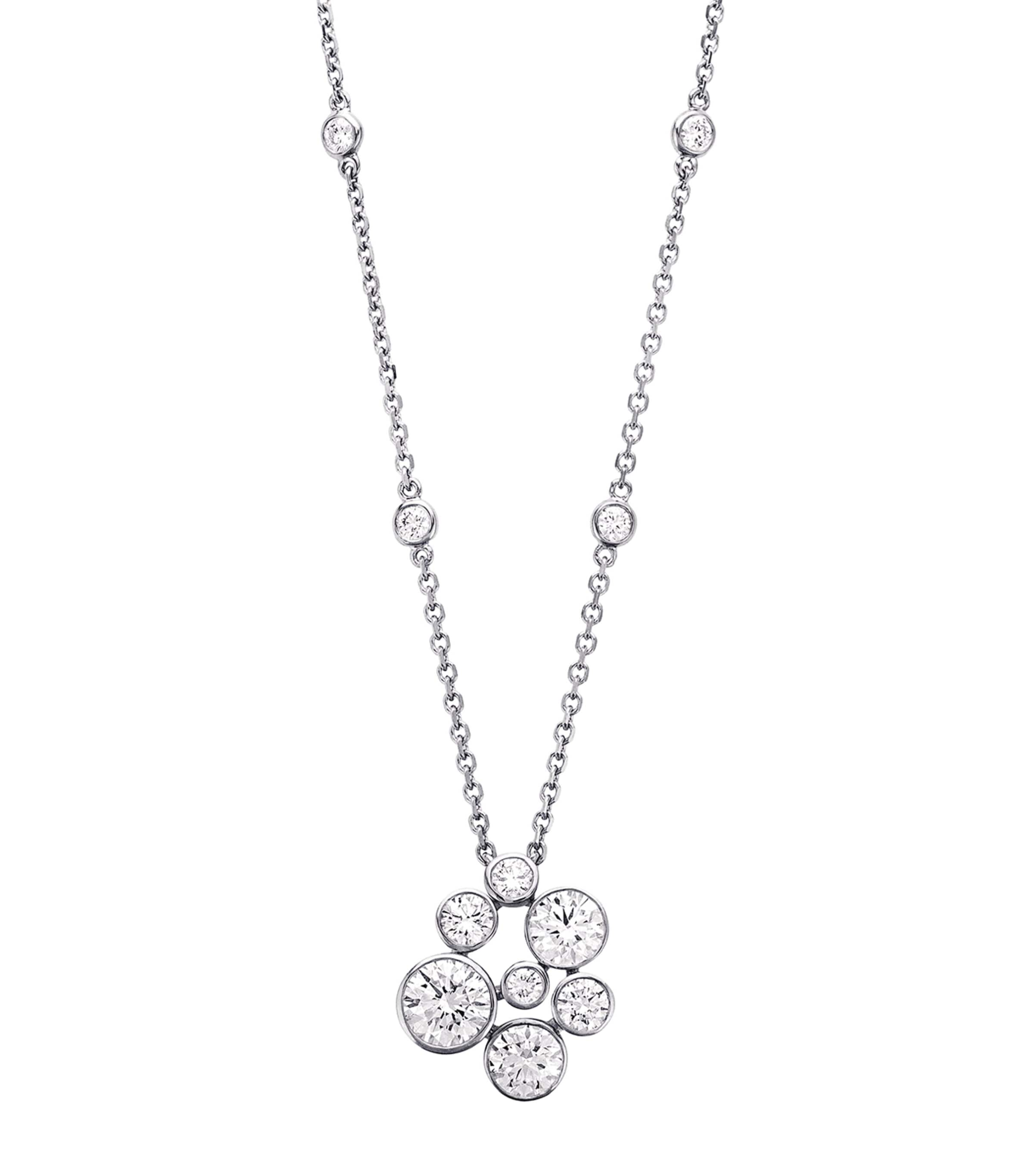 Boodles Platinum And Diamond Raindance Large Cluster Pendant In Silver