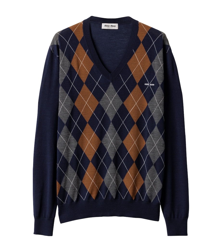 Wool Argyle Sweater F0008 Image 1