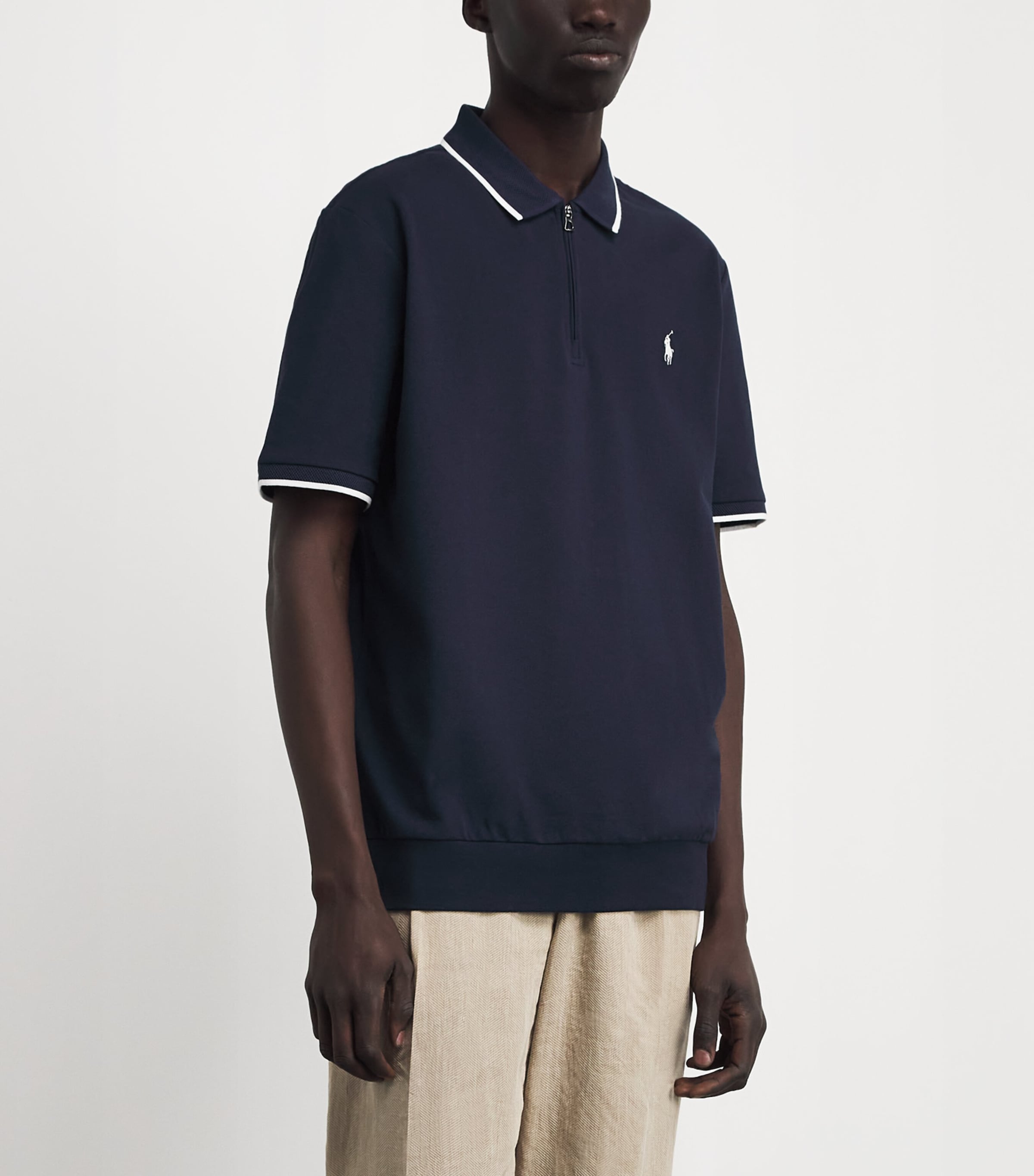 Polo Ralph Lauren Mens Stretch-Cotton Zip-Up Polo Shirt Newport Image 4