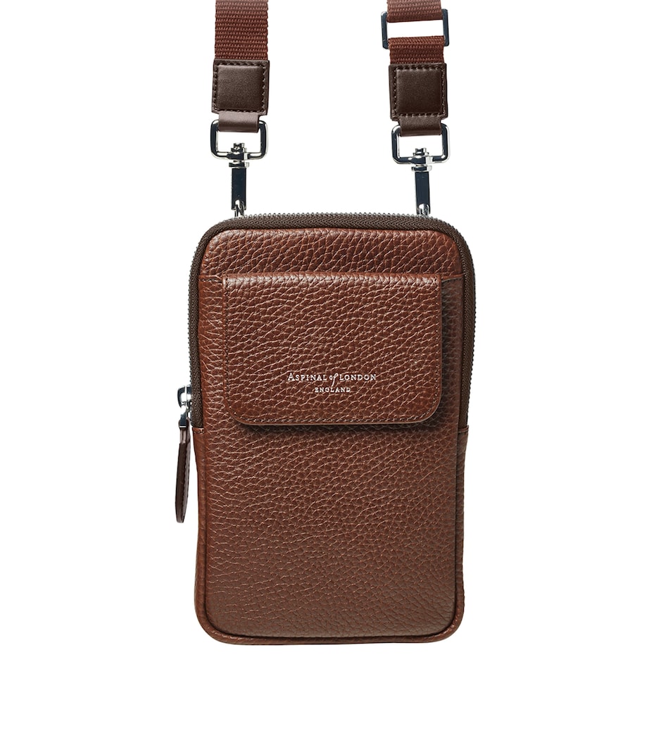 Leather Cross-Body Phone Pouch TOBACCO Image 1