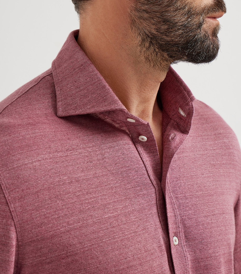 Brunello Cucinelli Mens Linen-Cotton Jersey Polo Shirt Image 5