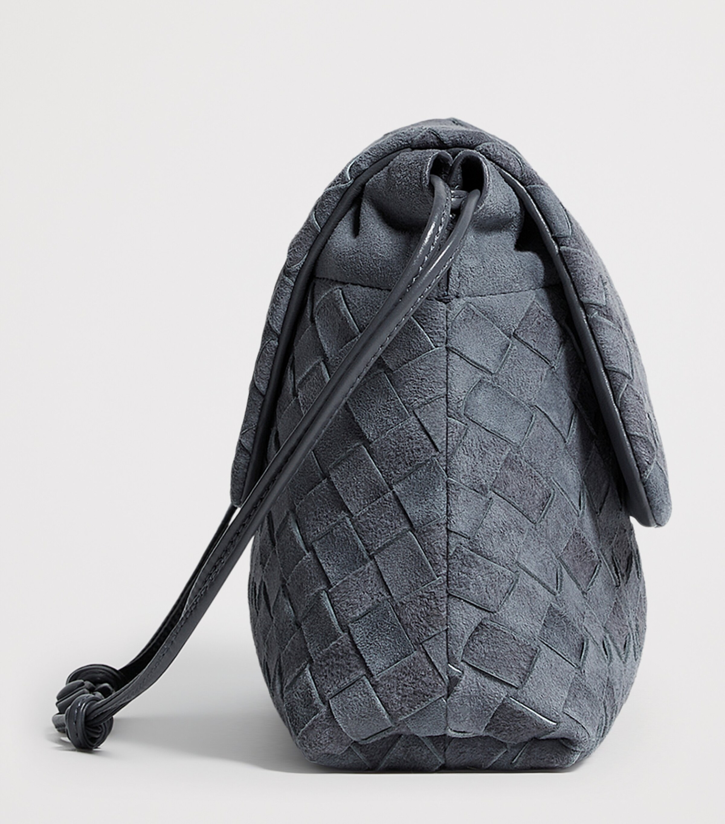 Bottega Veneta Blue Suede Intrecciato Giorno Shoulder Bag | Harrods UK
