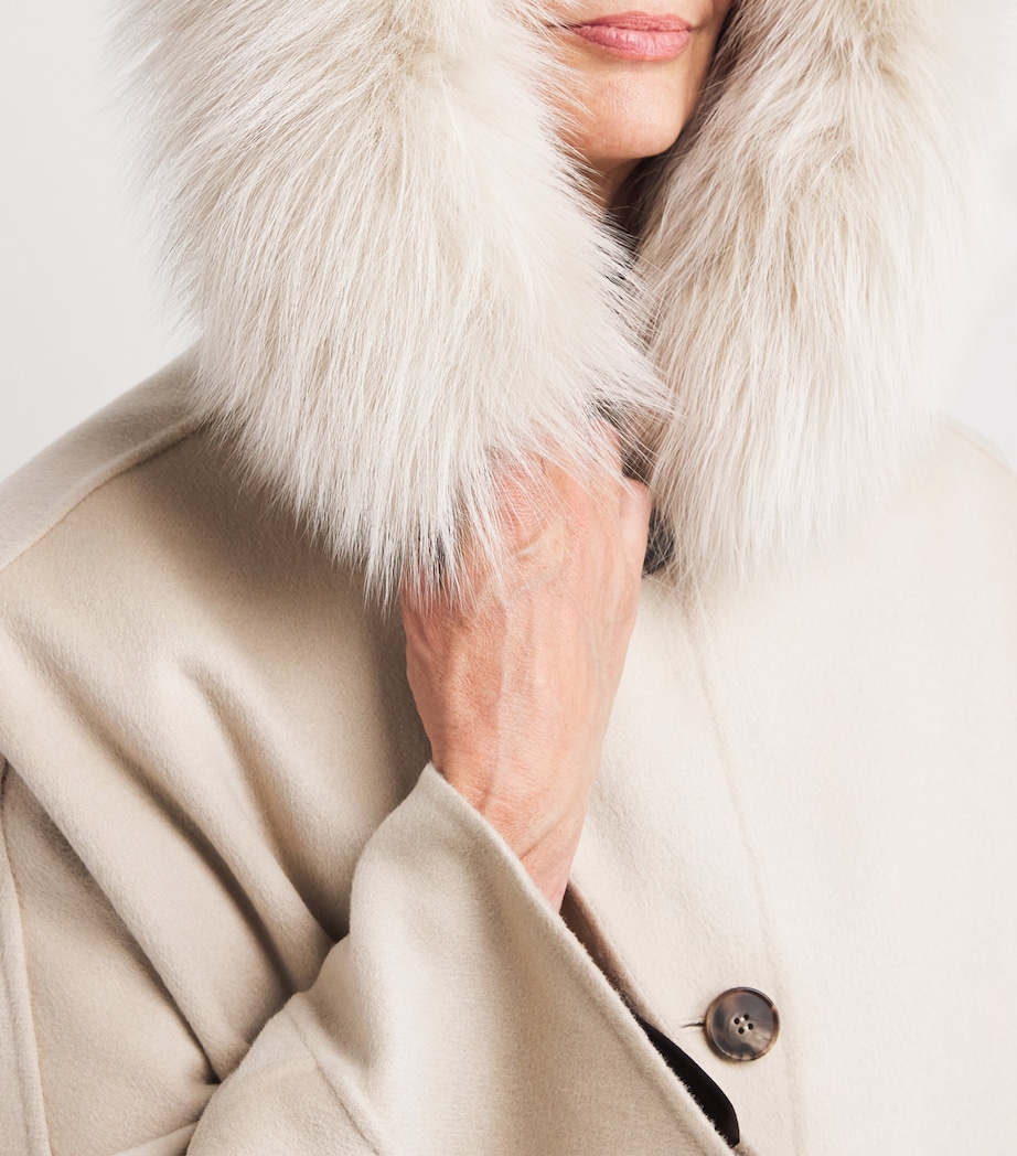 Fox Fur-Trim Hooded Coat A2122 Image 6