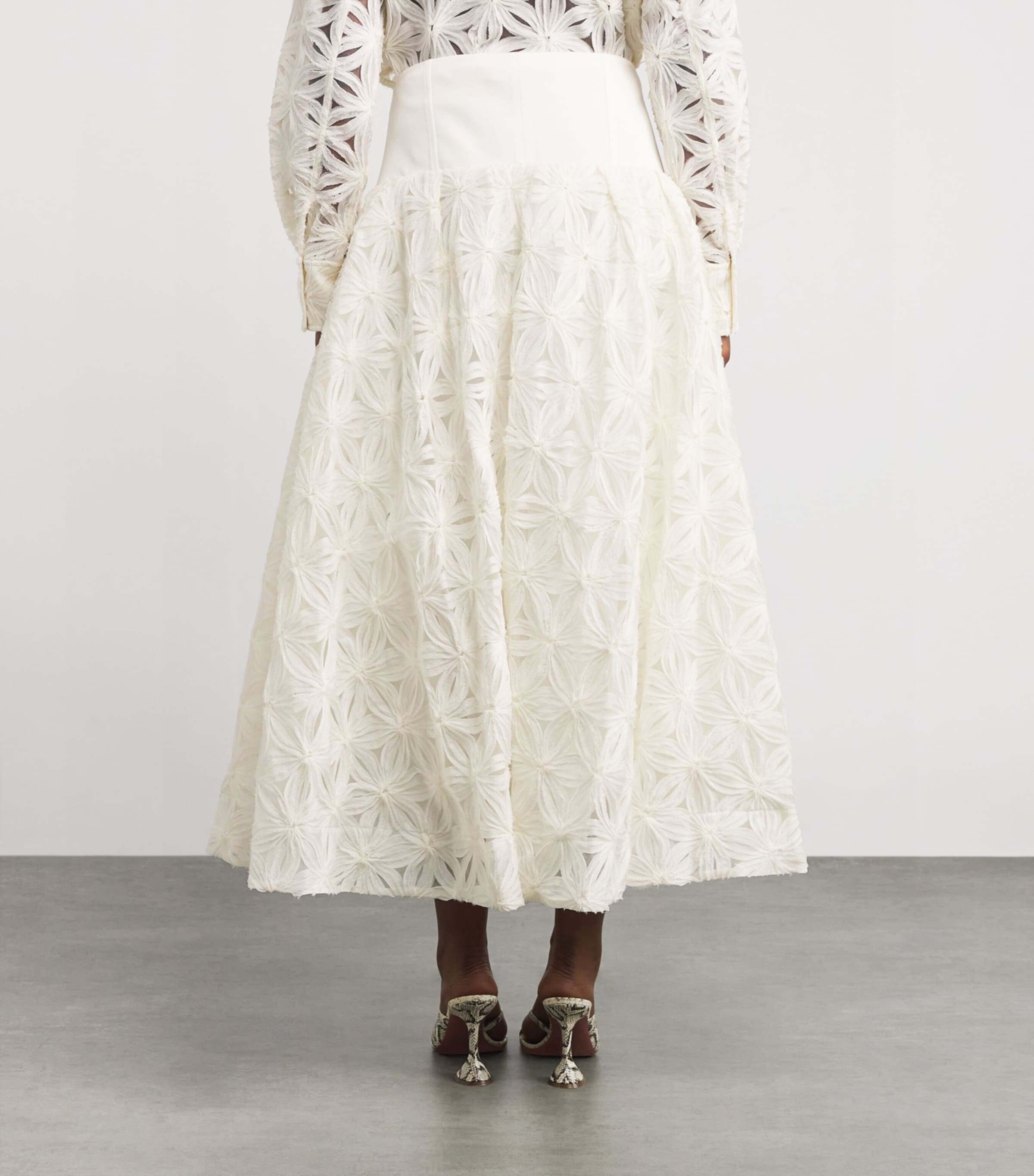 Embroidered Mindy Midi Skirt IVORY Image 4