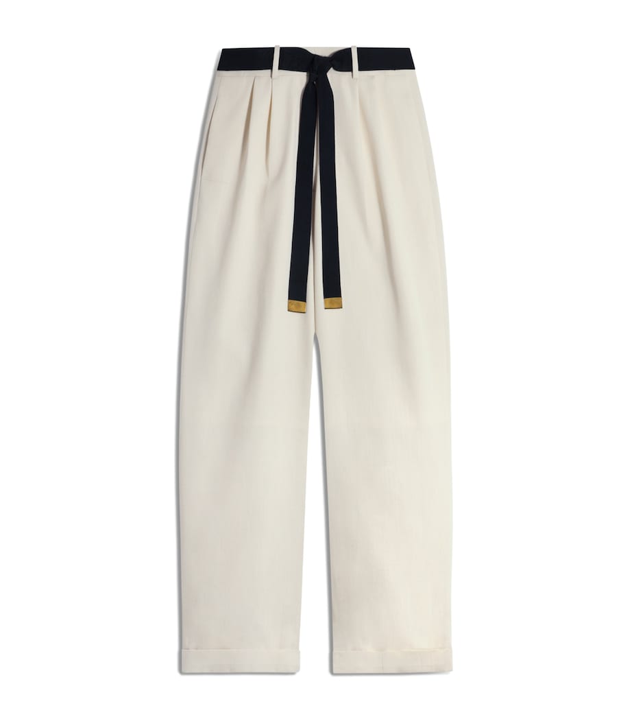 Schiaparelli Womens Canvas Oversized Trousers Ecru Image 1