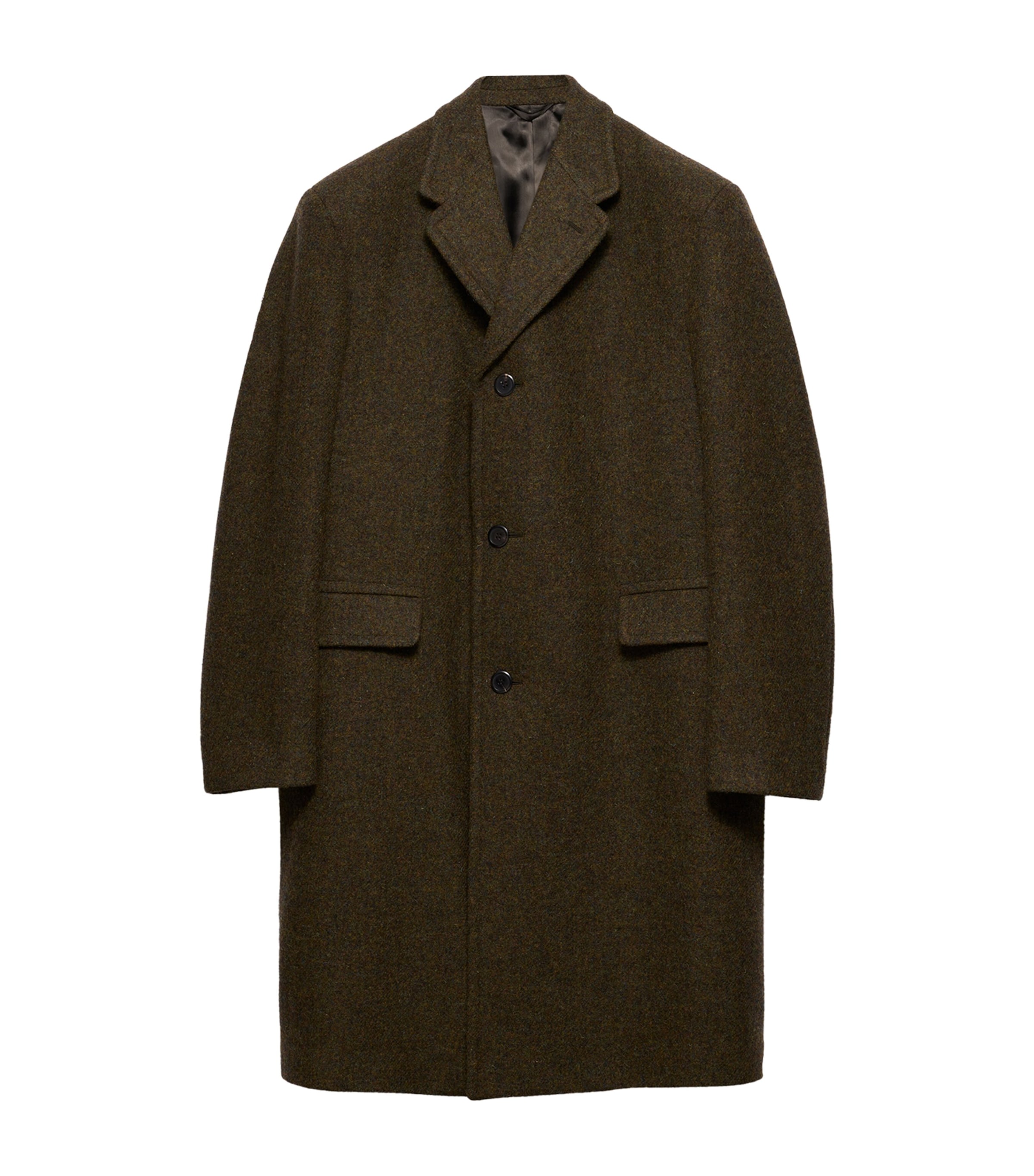 Prada Mens Wool Single-Breasted Coat Green Image 1