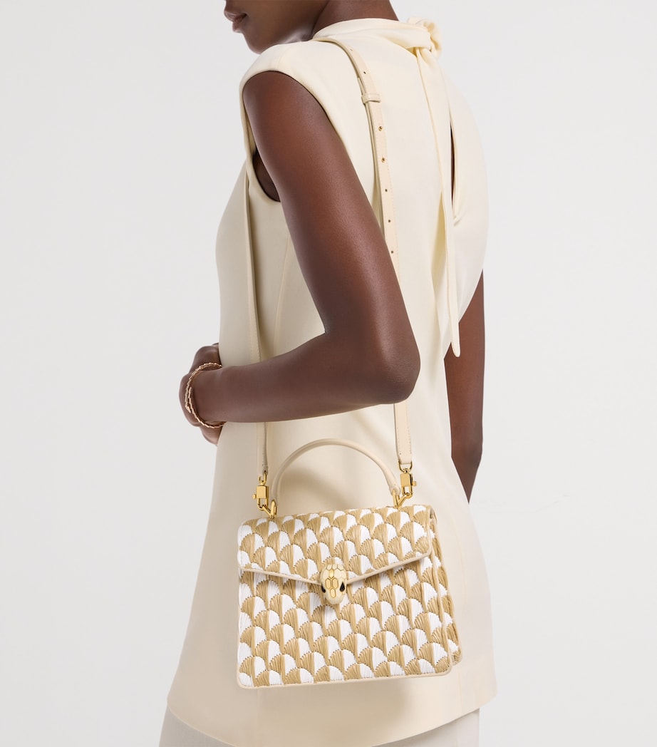 Bvlgari Medium Raffia Serpenti Forever Top-Handle Bag Beige Medium Image 3