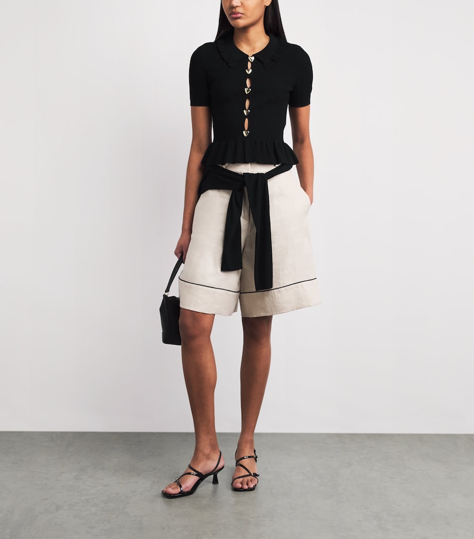 Claudie Pierlot Womens Knitted Ribbed Peplum Sweater Black Image 2
