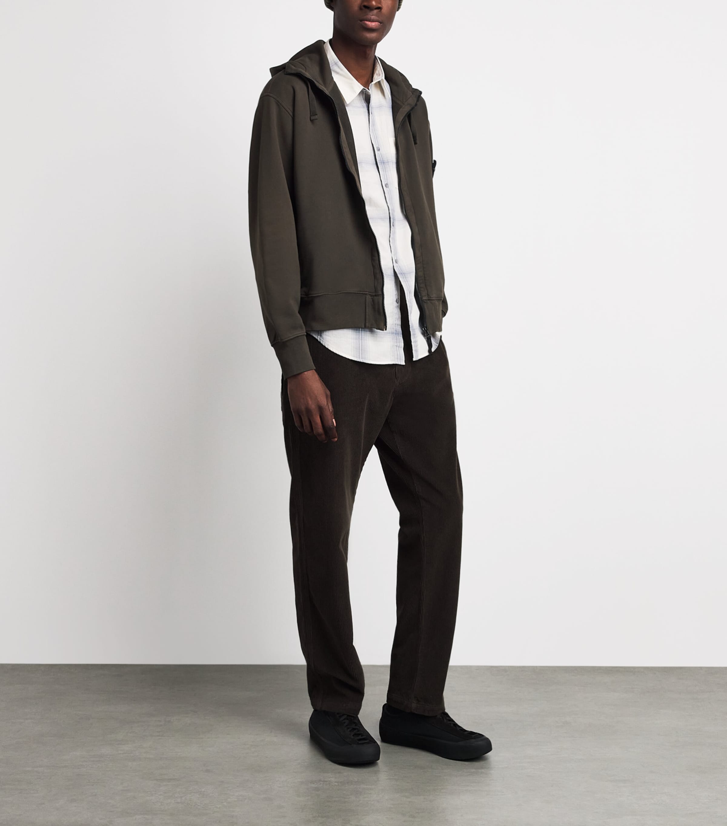 Stone Island Mens Cotton Compass Patch Hoodie Image 2