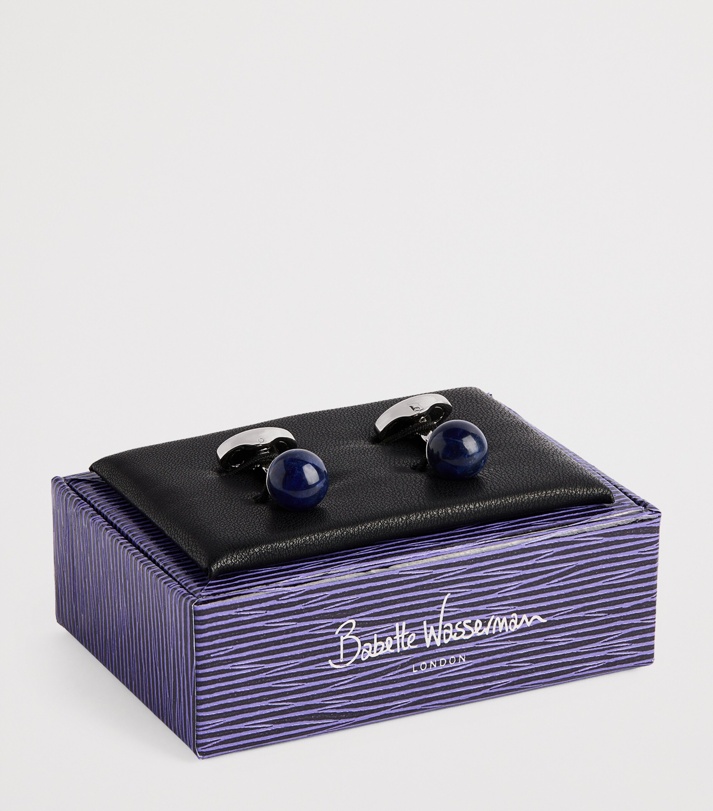 Babette Wasserman Rhodium-Plated Sodalite Power Orb Cufflinks Sodalite Image 3