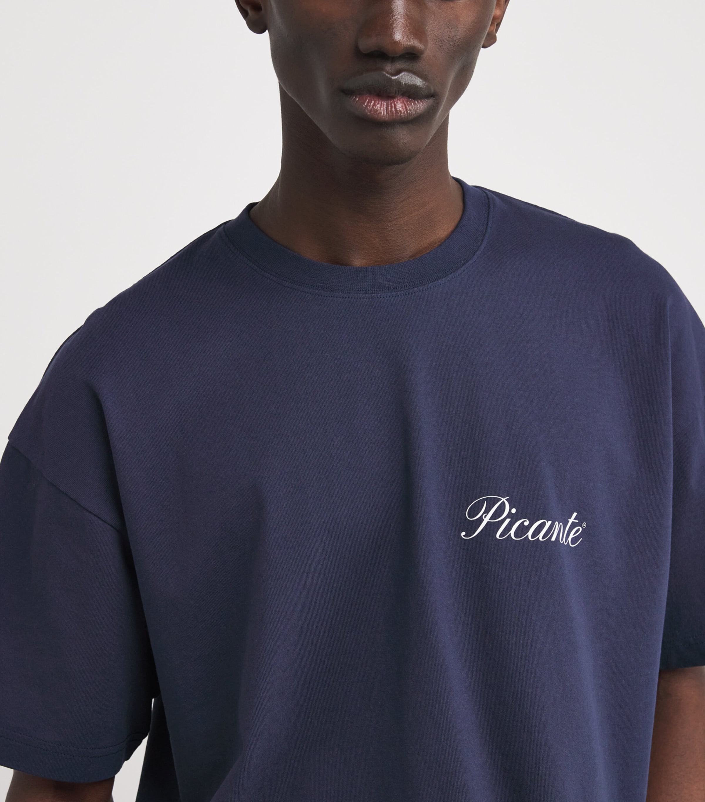 PICANTE Mens Organic Cotton Tailor Logo T-Shirt Navy Image 6