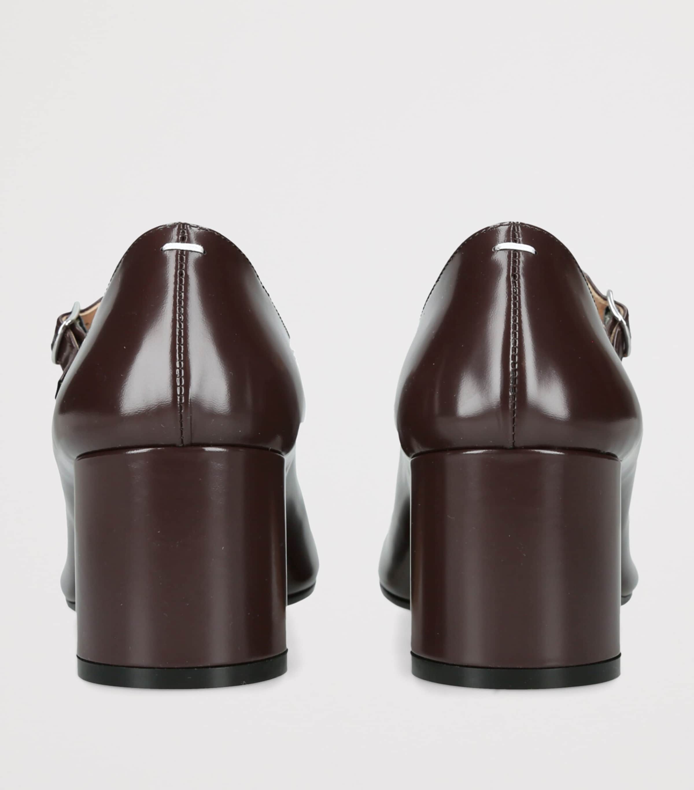 Leather Tabi Mary Jane Pumps 60 DARK BROWN Image 2