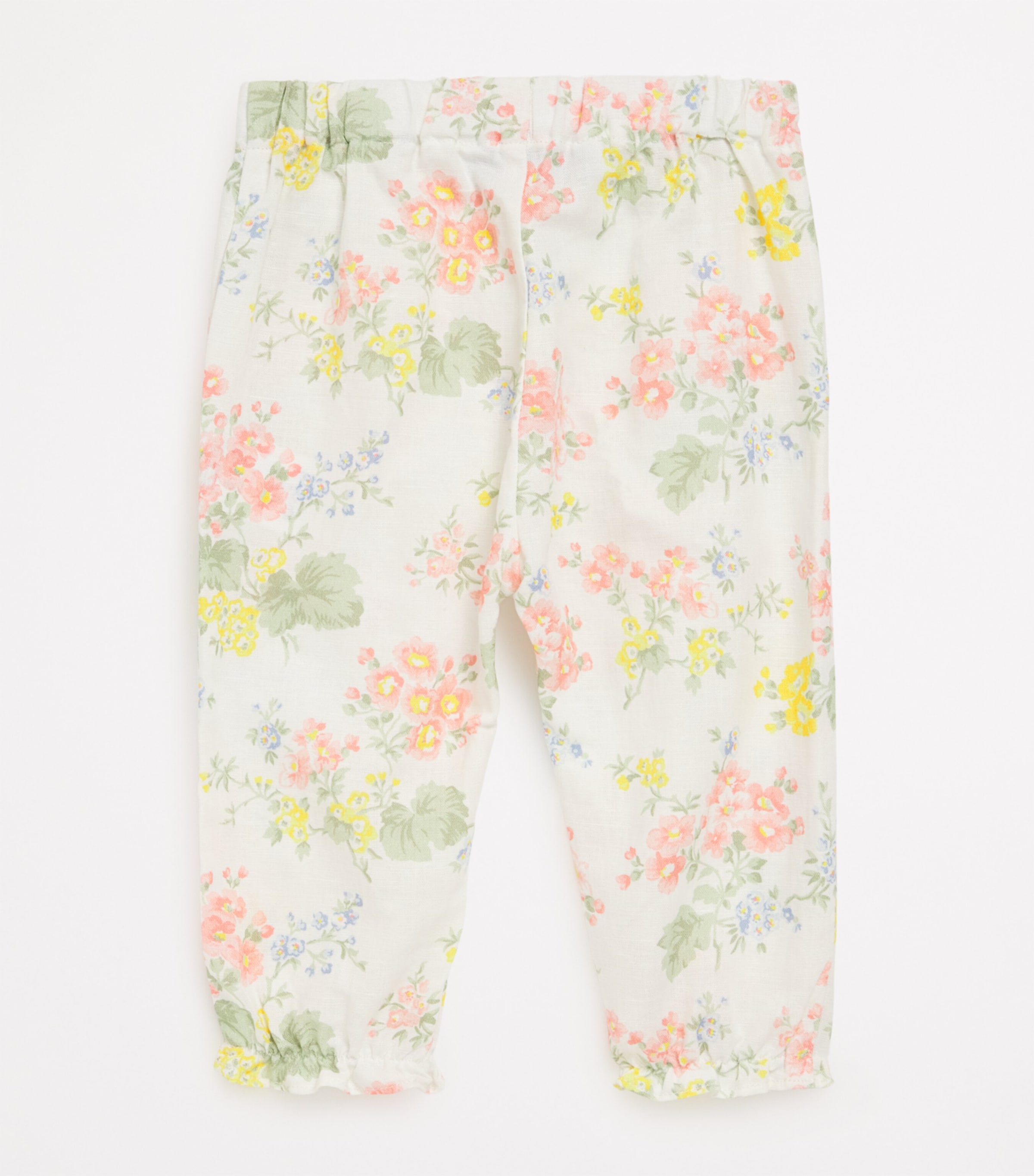 Tartine et Chocolat Linen-Cotton Floral Print Trousers (3 months-3 Years) Nacre Image 2