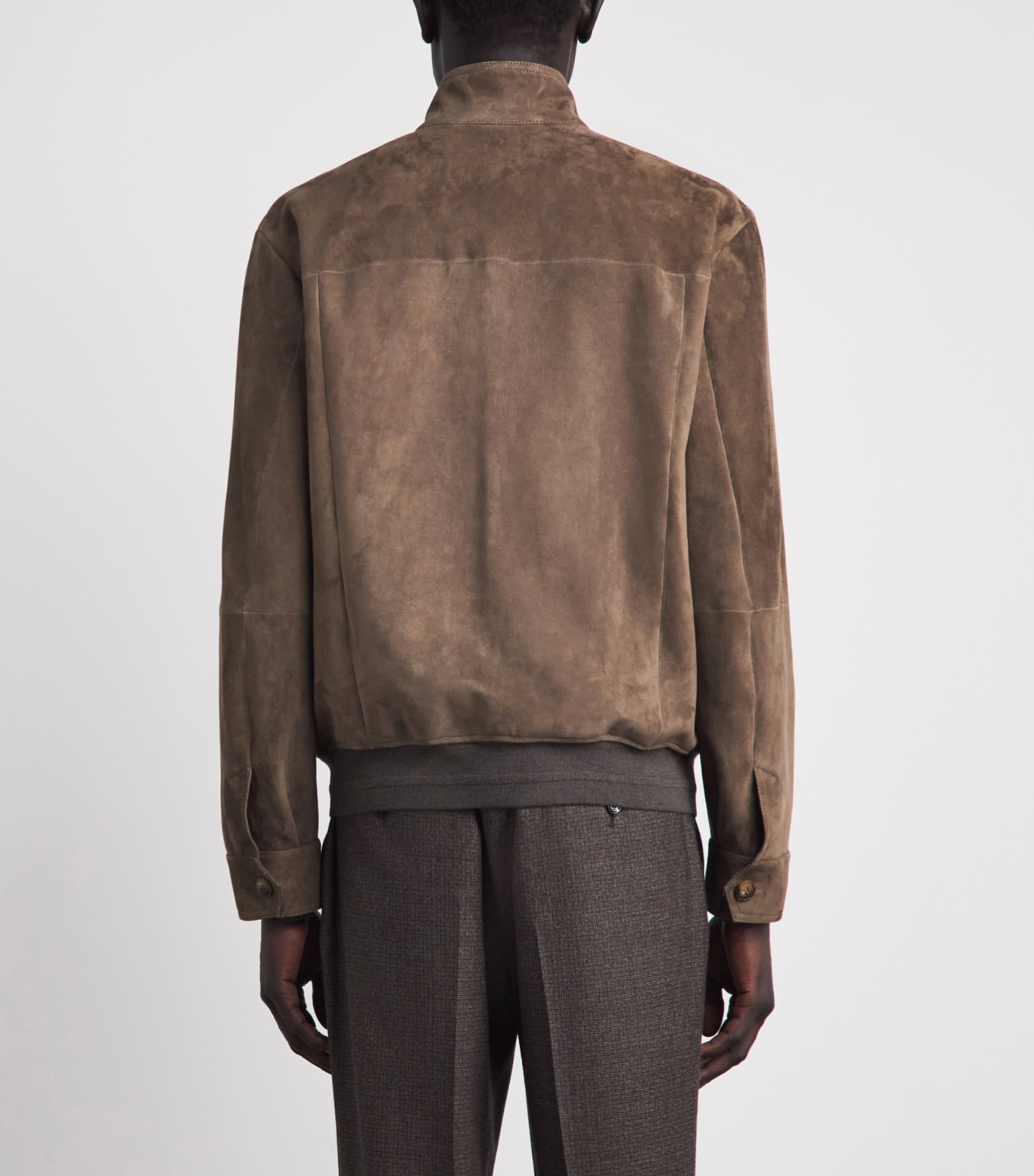 Canali Mens Lamb Suede Bomber Jacket Brown Image 5