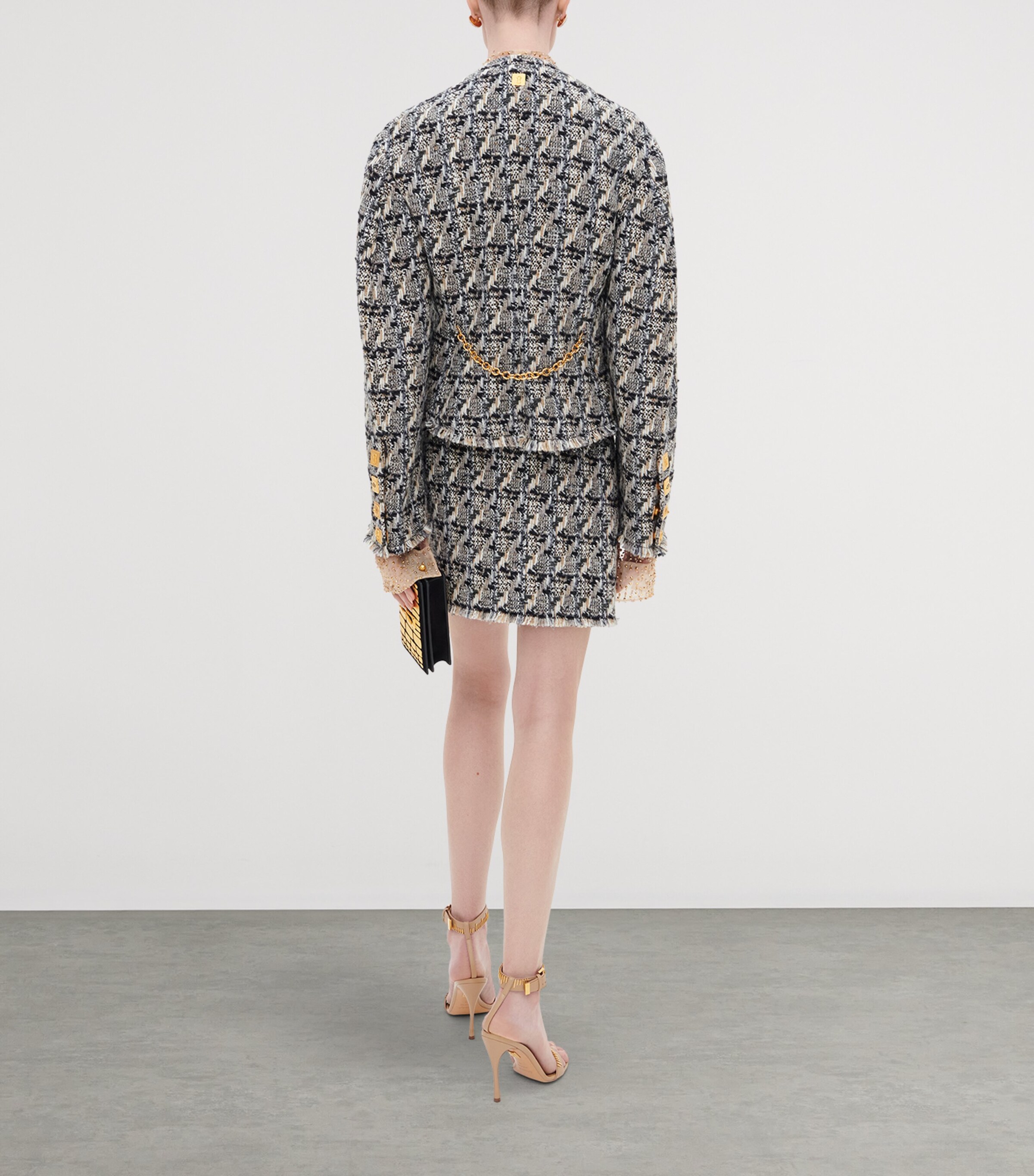 Schiaparelli Womens Tweed Cropped Jacket Multicolor Image 3