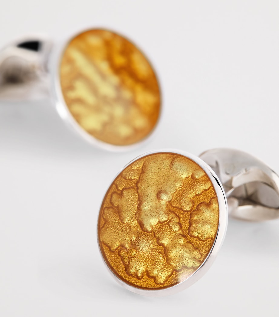 Deakin & Francis Sterling Silver Summer Haze Enamel Cufflinks Orange Image 6