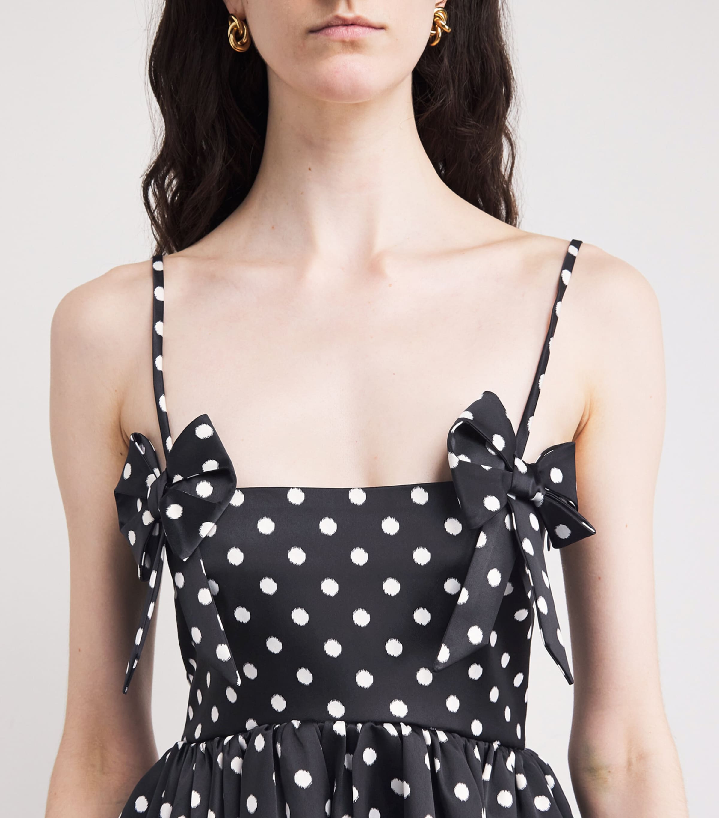 Satin Polka-Dot Mini Dress 099 BLACK Image 6