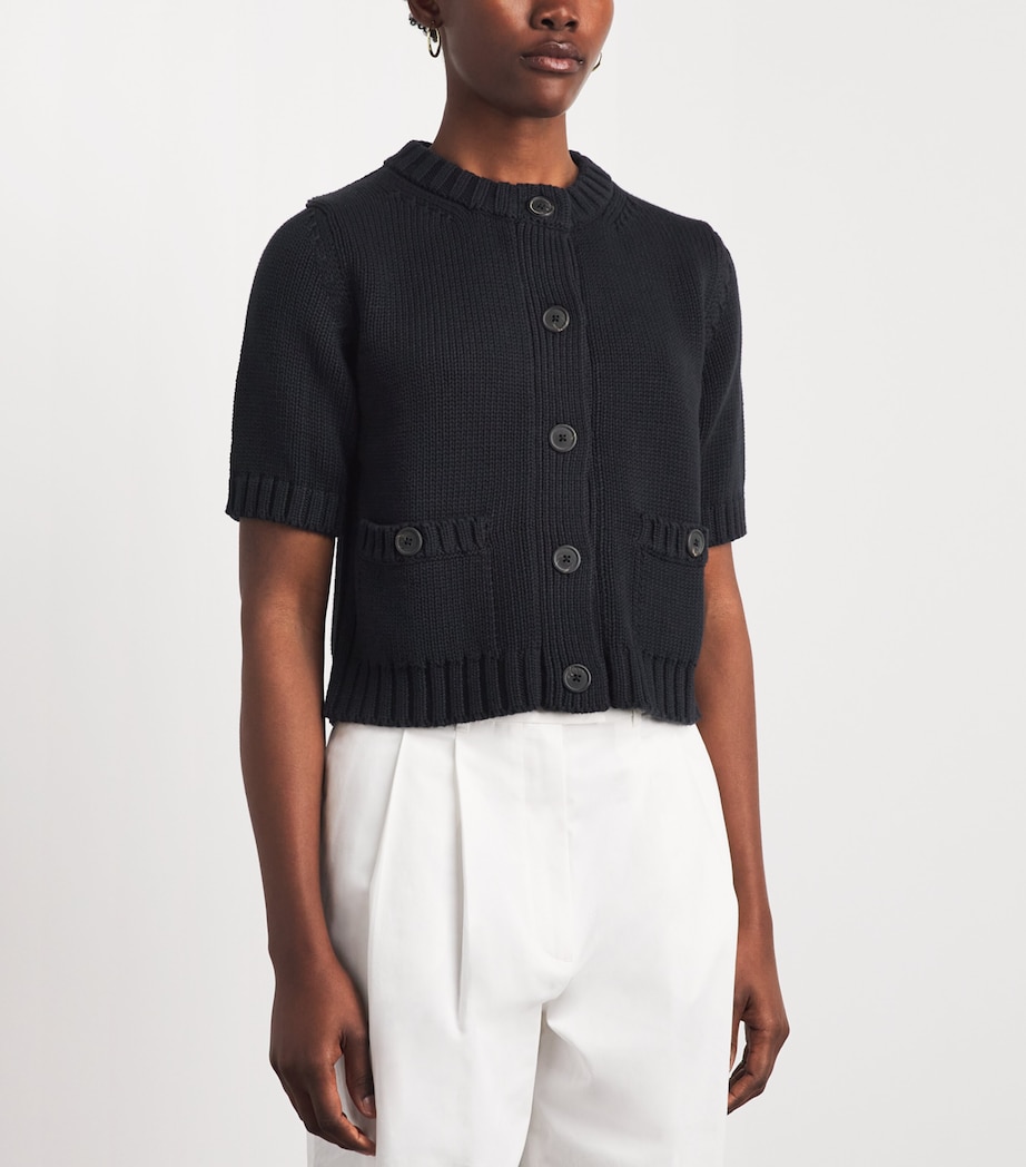 ME+EM Womens Cropped Short-Sleeve Cardigan Black Image 4