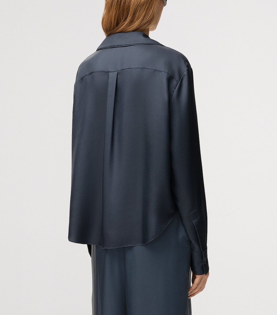 LOEWE Womens Silk Pyjama Shirt Dark Grey Image 4