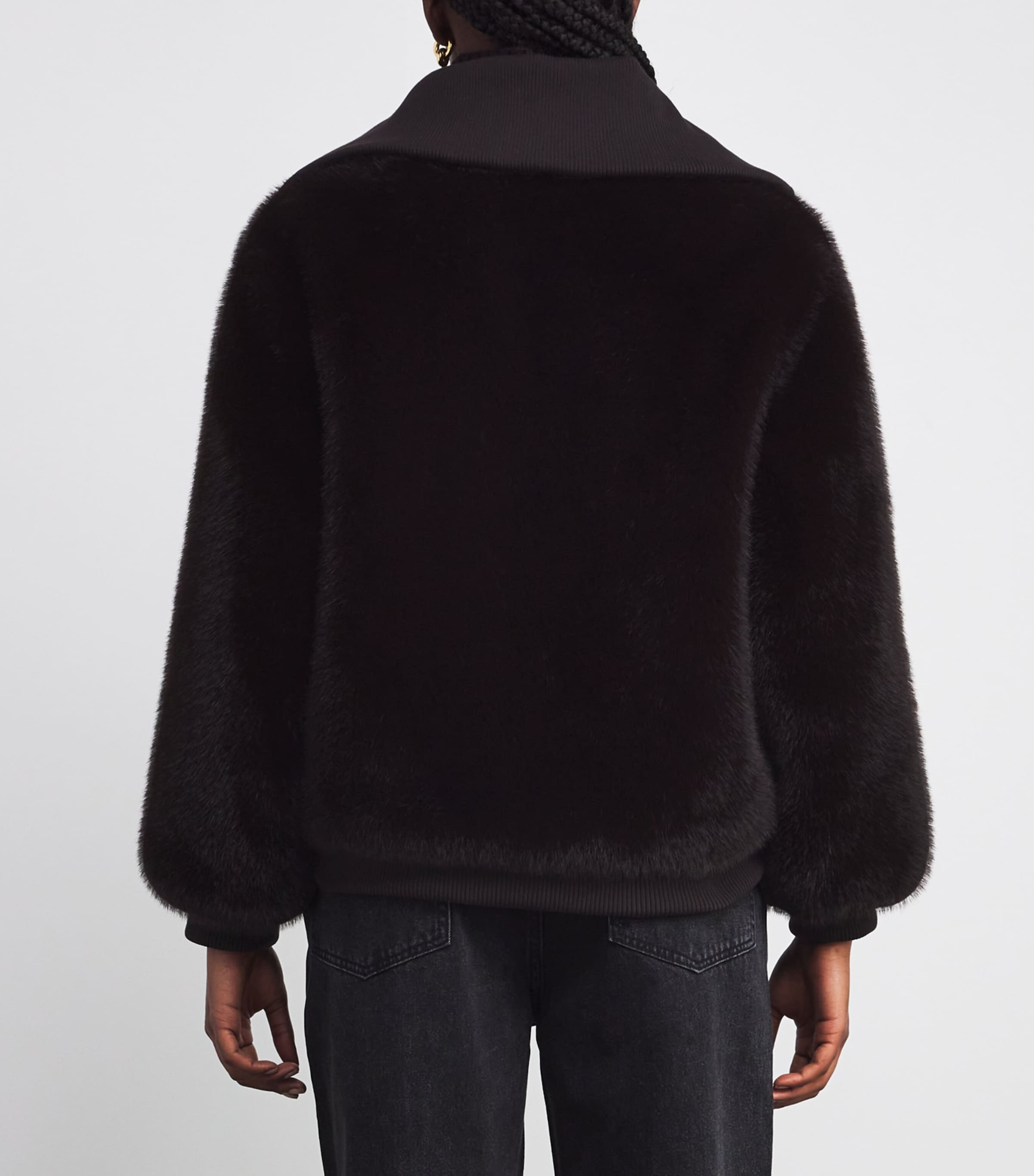 Faux Fur Cropped Jacket BROWN Image 4