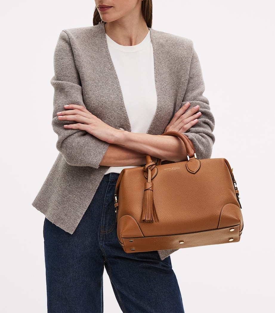 Leather Hudson Bowling Bag TAN Image 6